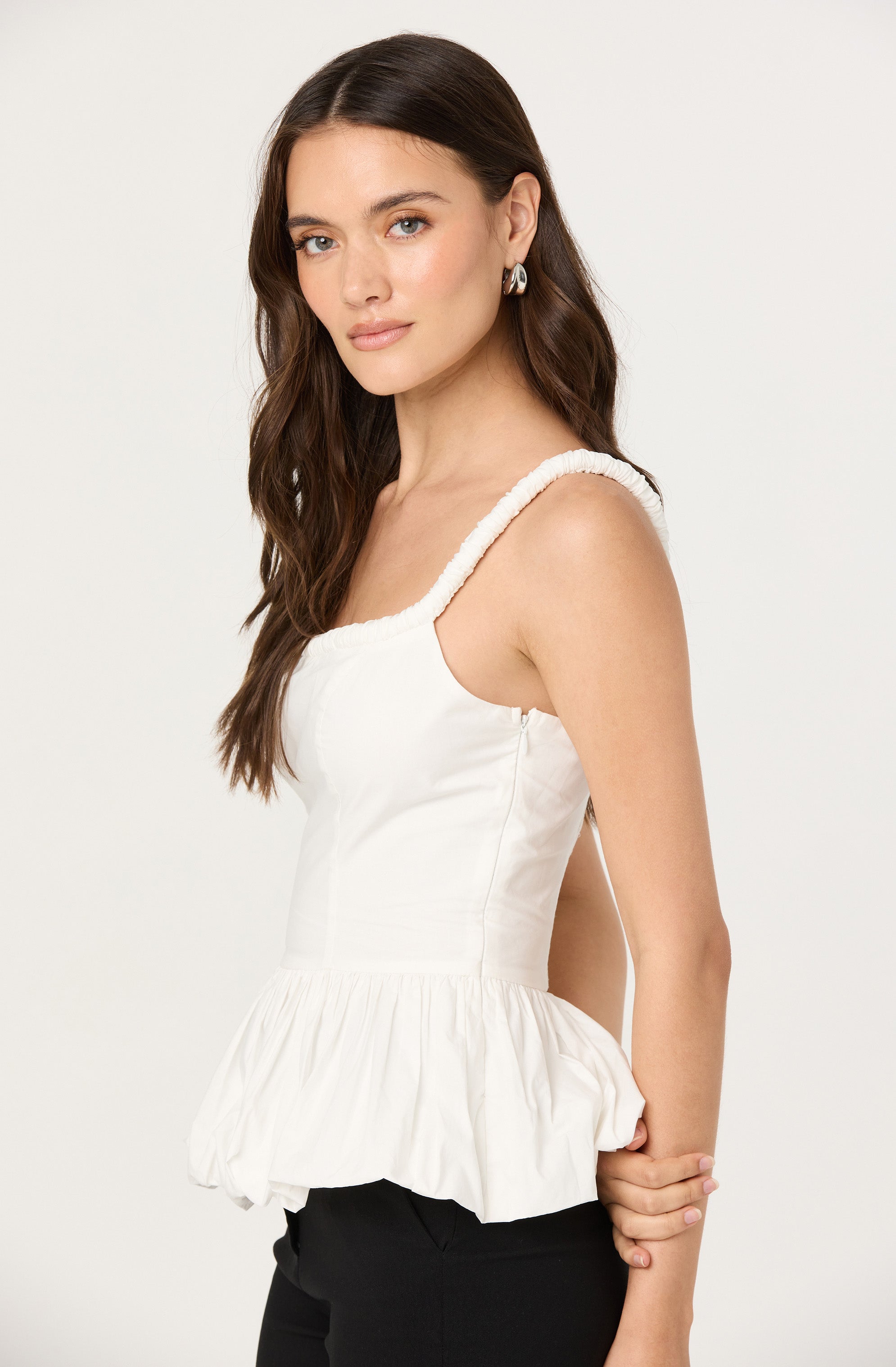 Bubble hem peplum top