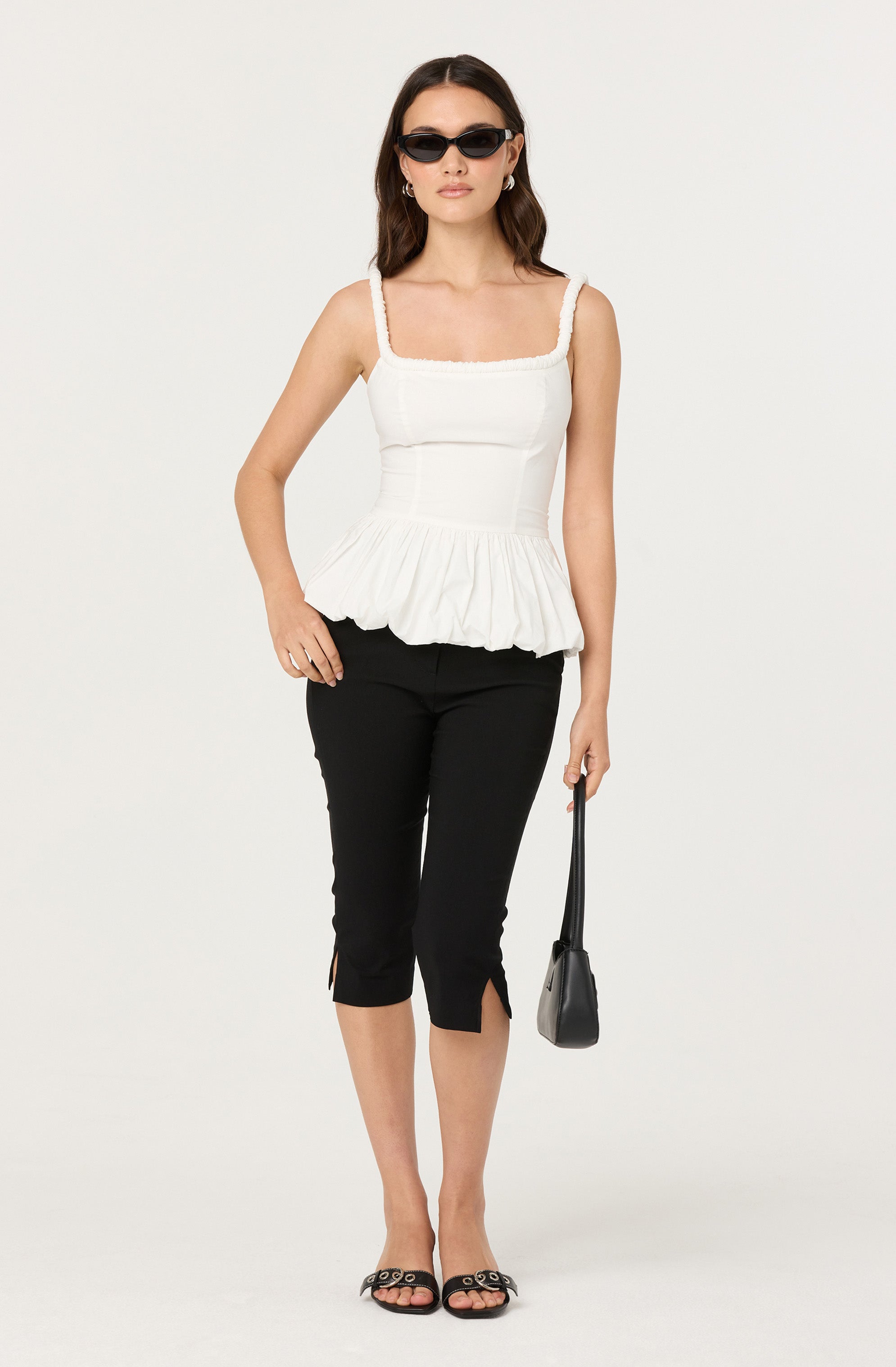 Bubble hem peplum top