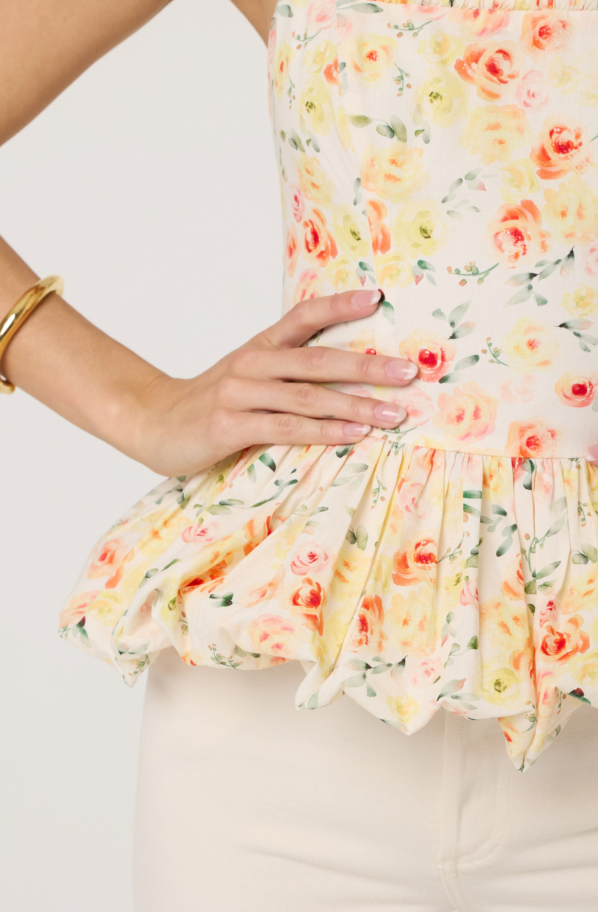 Bubble hem peplum top