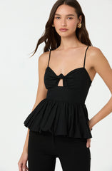 Cutout Bubble Peplum Top