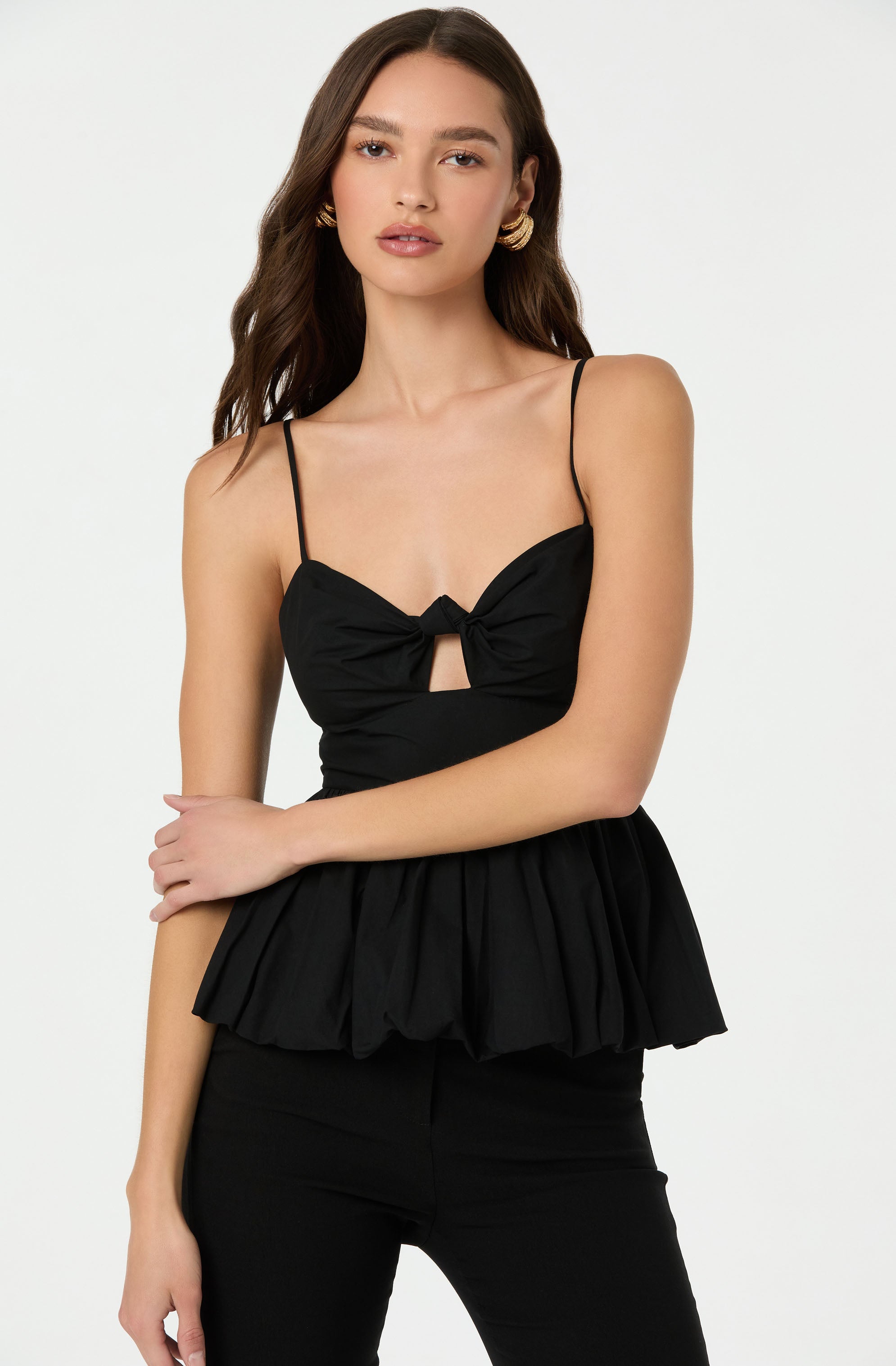 Cutout Bubble Peplum Top