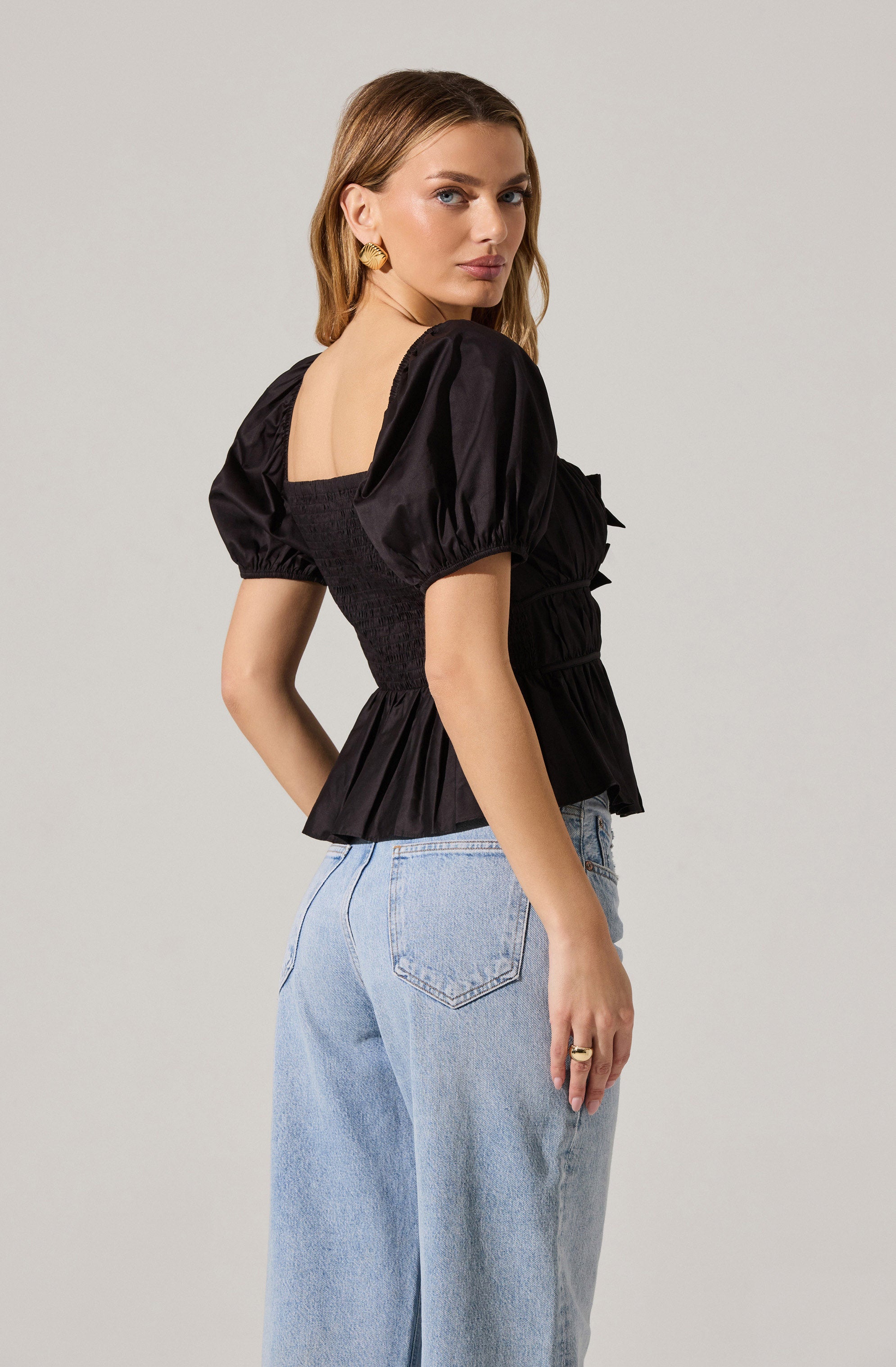 Bow Front Peplum Top