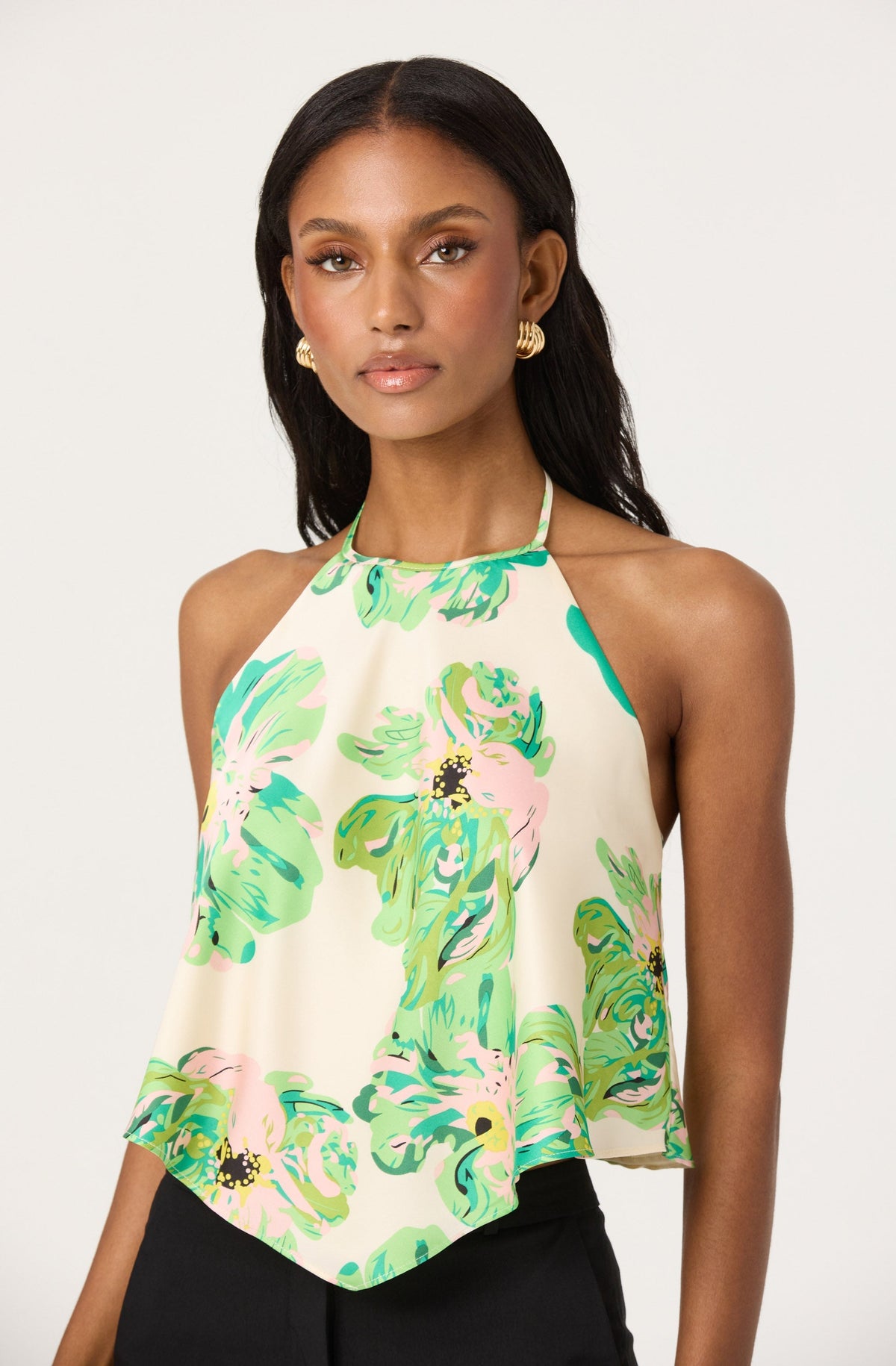 High neck scarf tank
