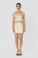 Elliana Lace Sleeve Satin Top