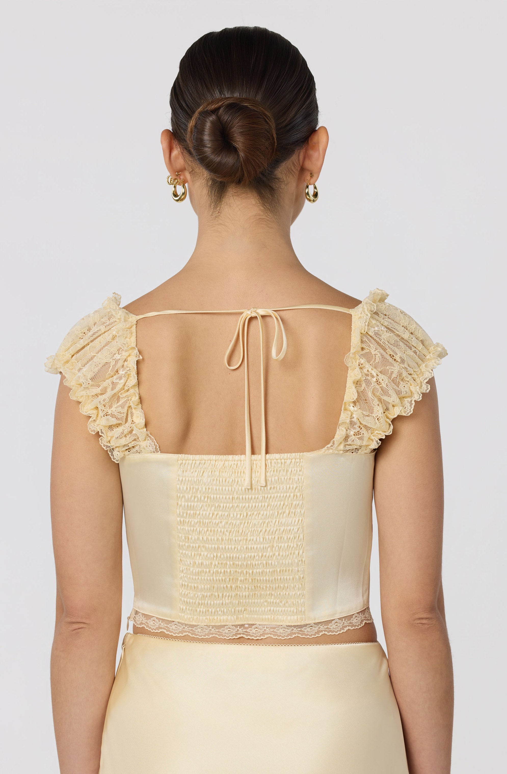 Elliana Lace Sleeve Satin Top