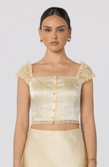 Elliana Lace Sleeve Satin Top