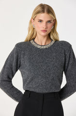 Embellished Collar Crewneck Sweater