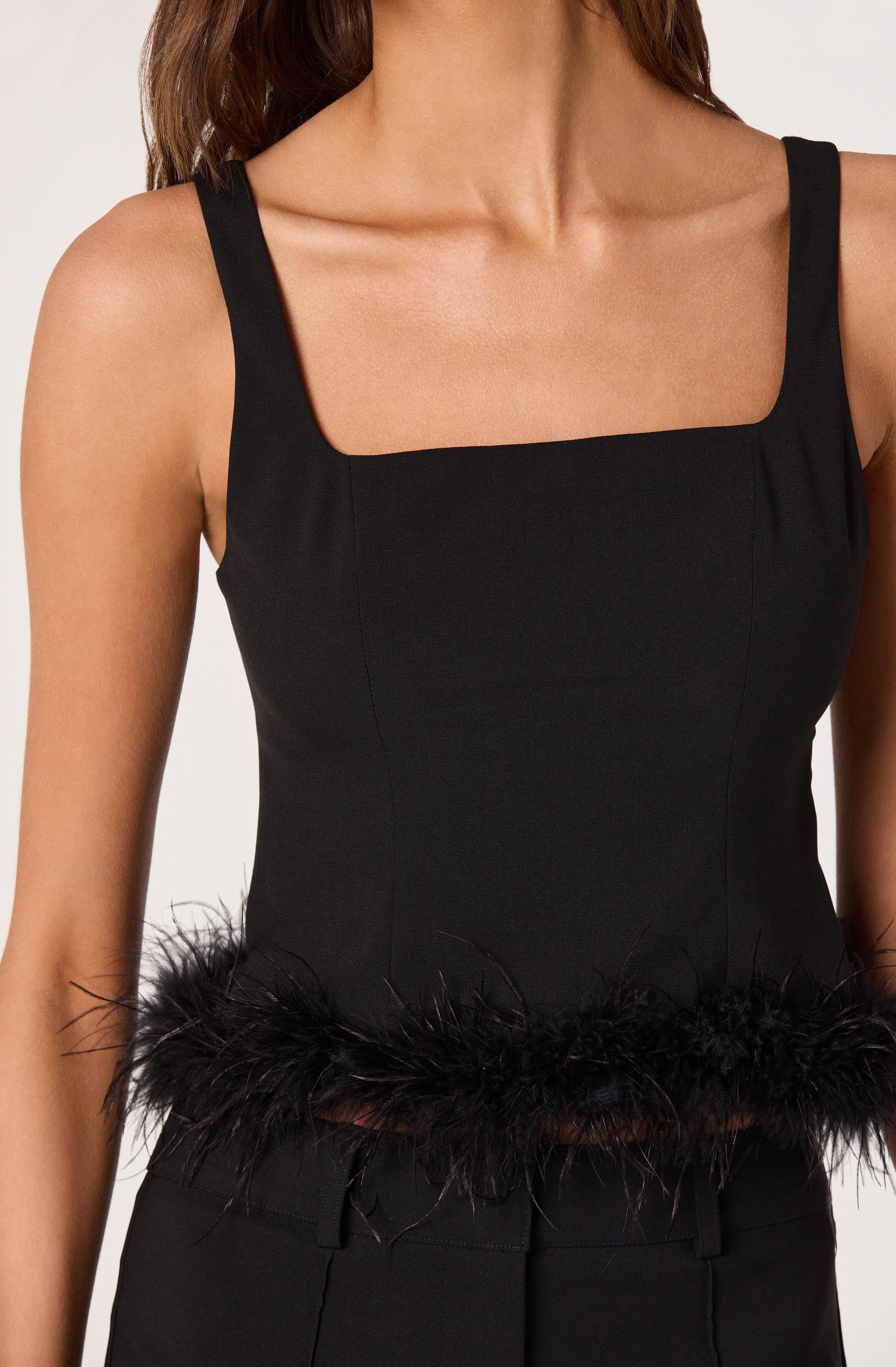 Feather Trim Corset Top