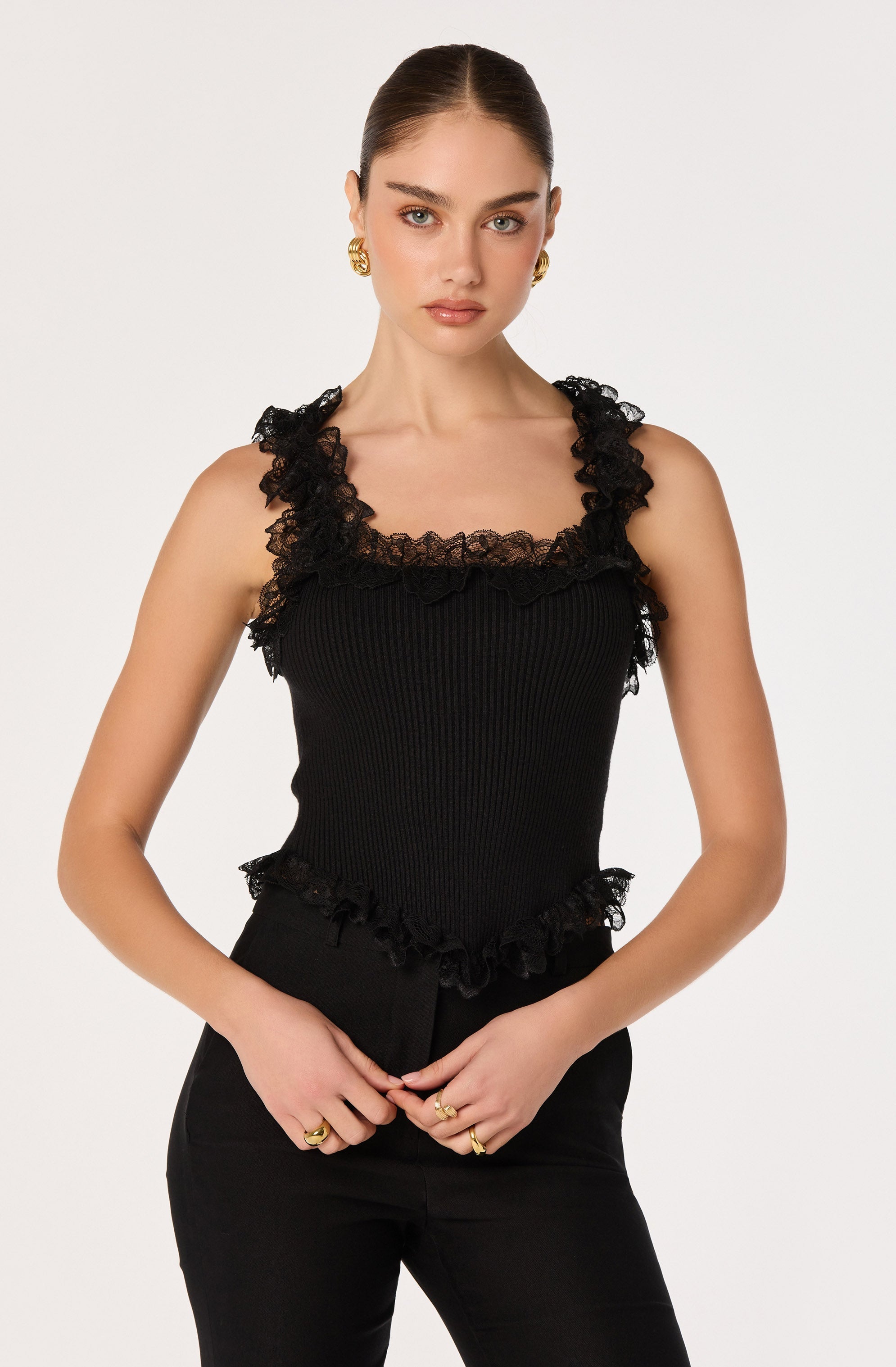Amity Lace Trim Ribbed Crop Top