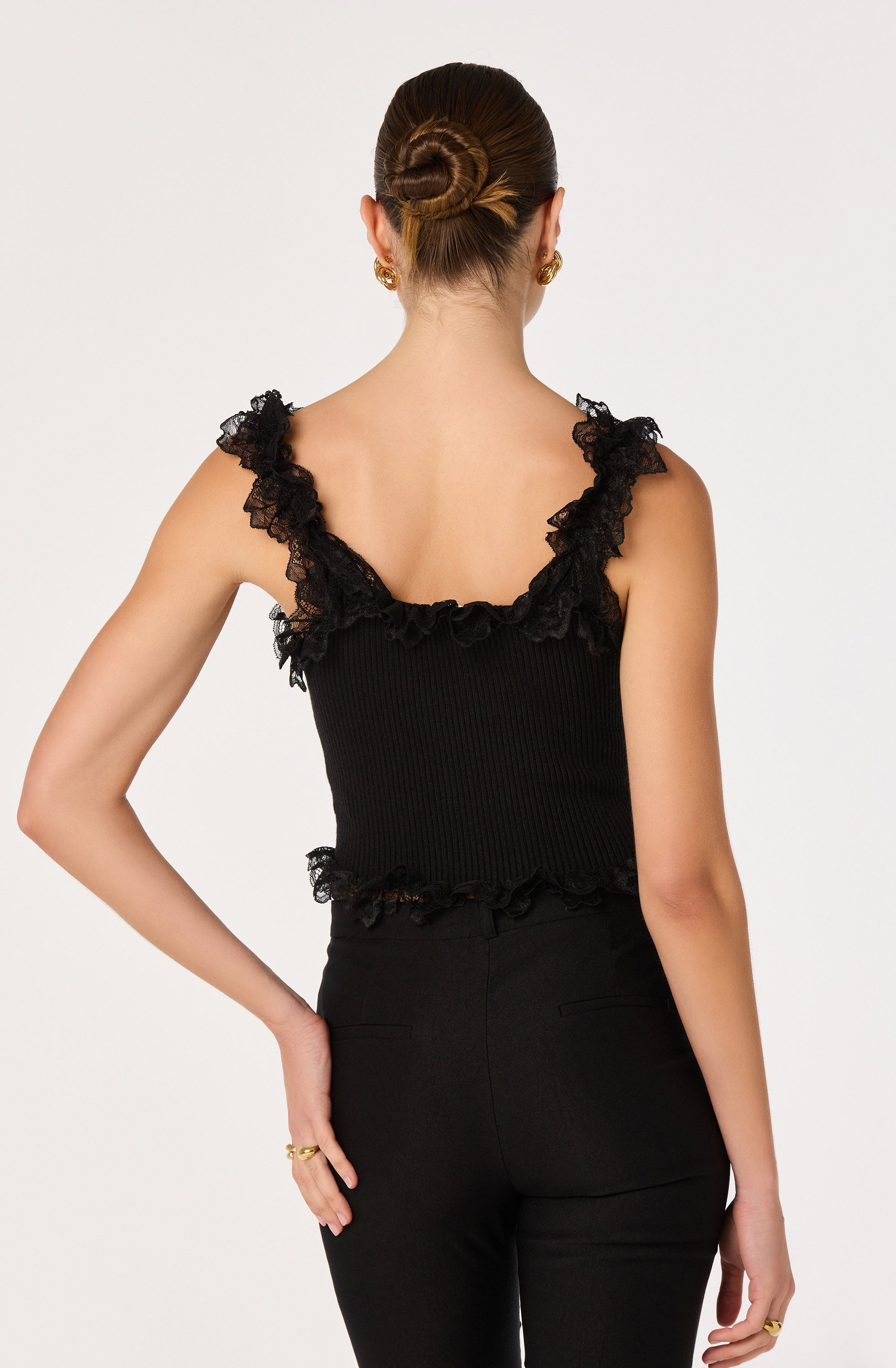 Amity Lace Trim Ribbed Crop Top