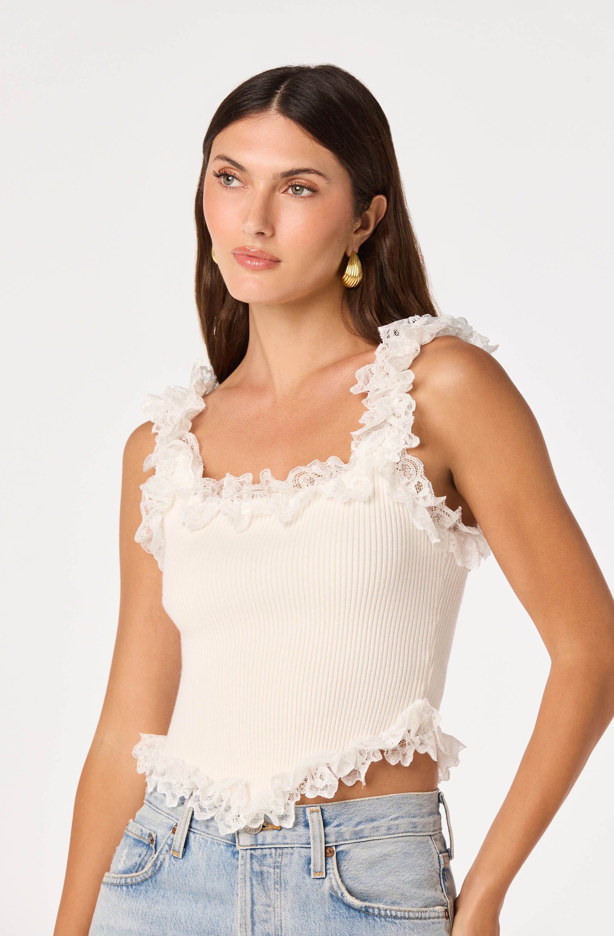 Amity Lace Trim Ribbed Crop Top