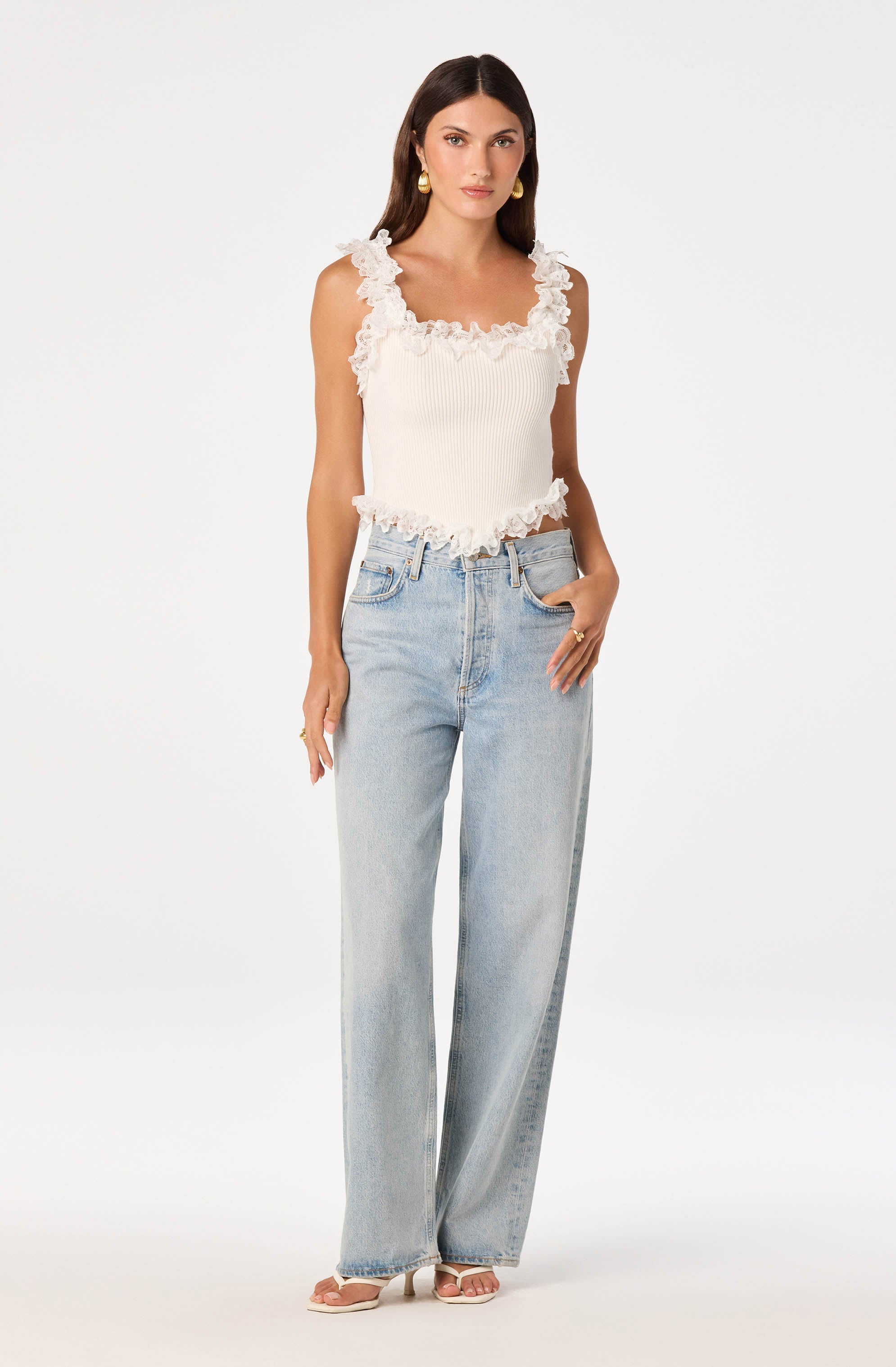 Amity Lace Trim Ribbed Crop Top
