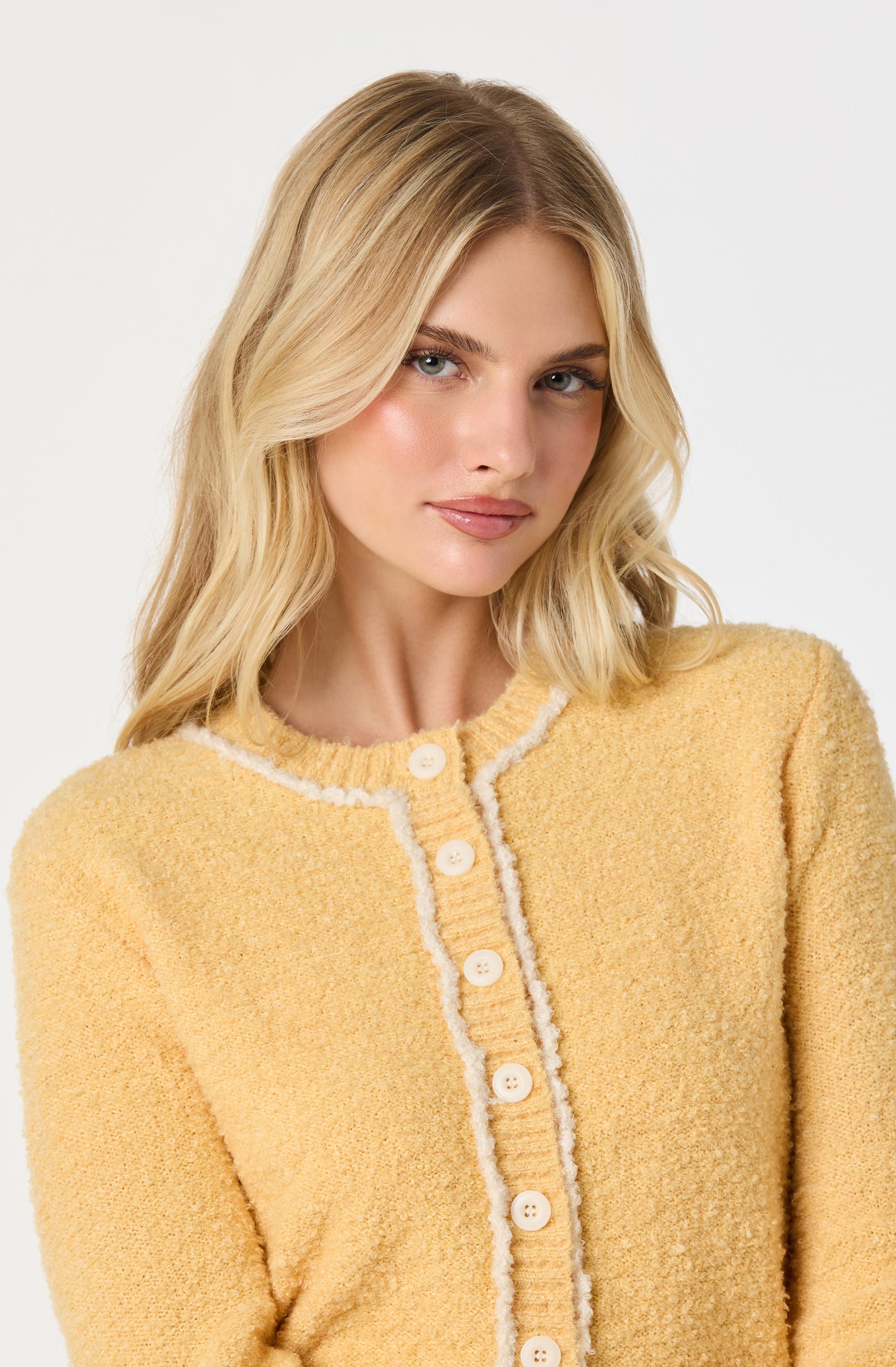 Contrast Stitch Textured Cardigan