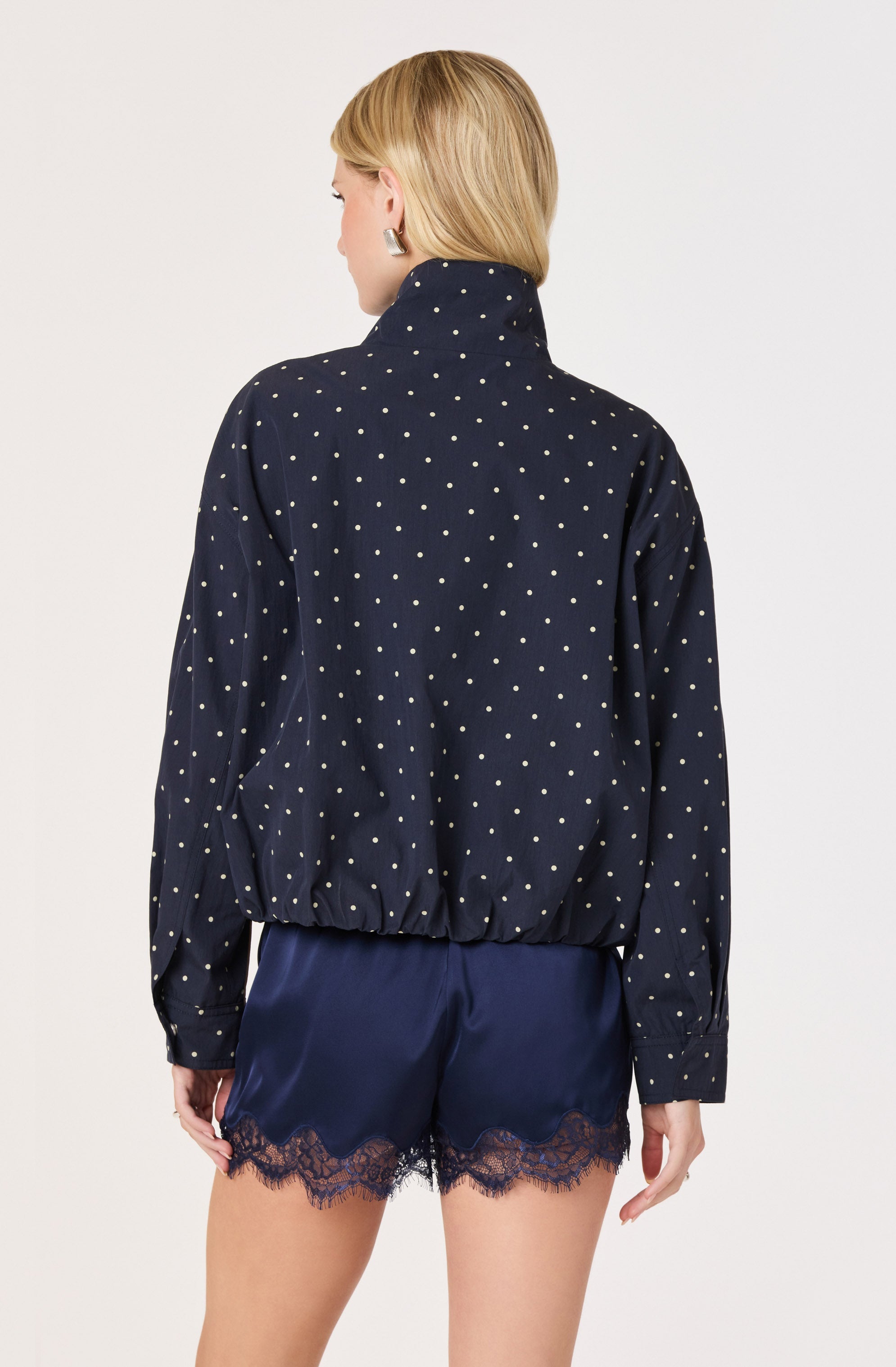 Cooper Polka Dot Funnel Neck Bomber Jacket