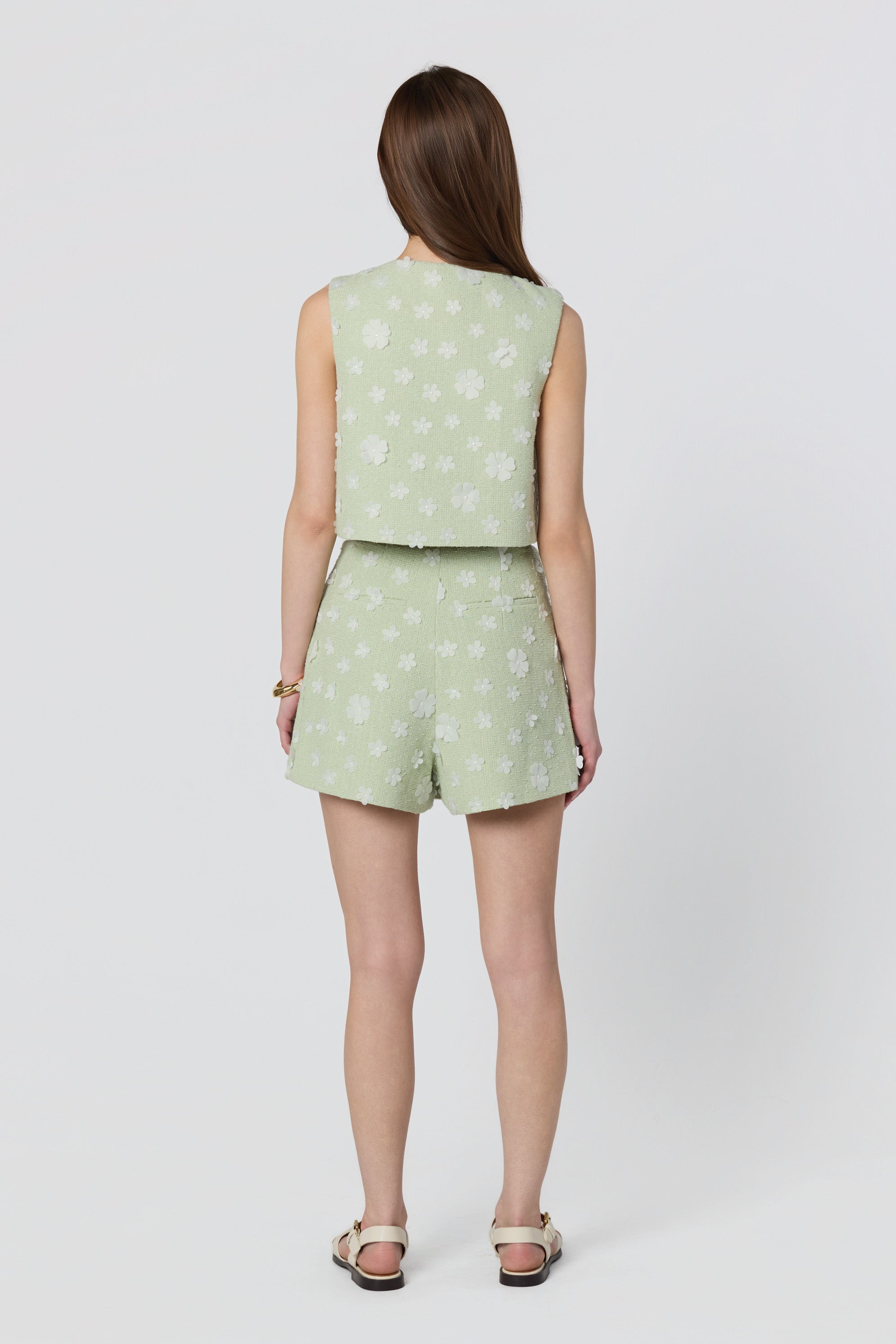 Janell Floral Applique Cropped Vest