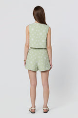 Janell Floral Applique Cropped Vest