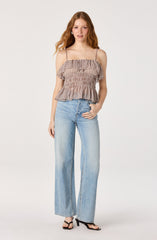 Carmelitha Smocked Ruffle Peplum Top