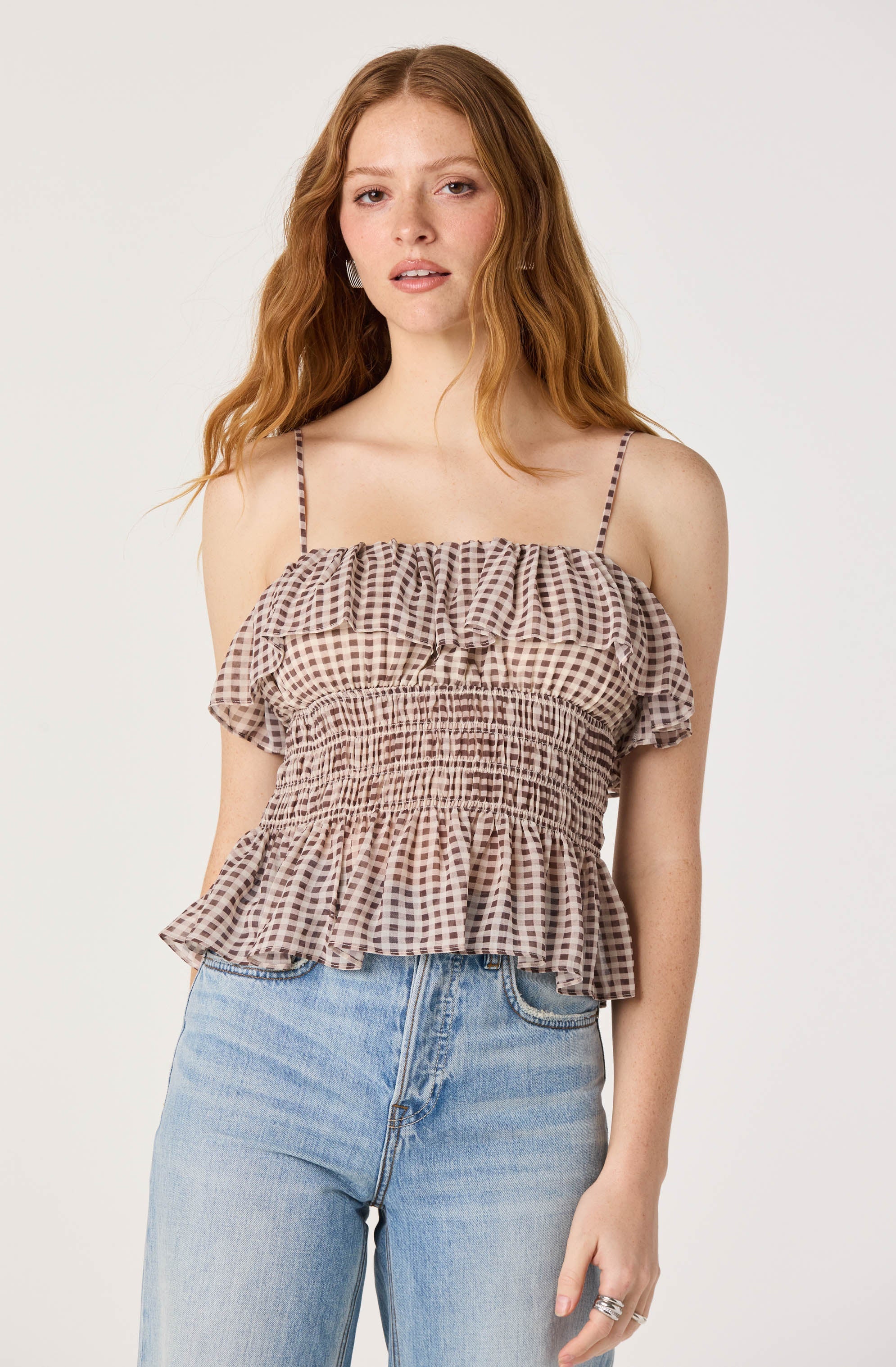Carmelitha Smocked Ruffle Peplum Top