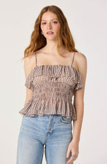 Carmelitha Smocked Ruffle Peplum Top