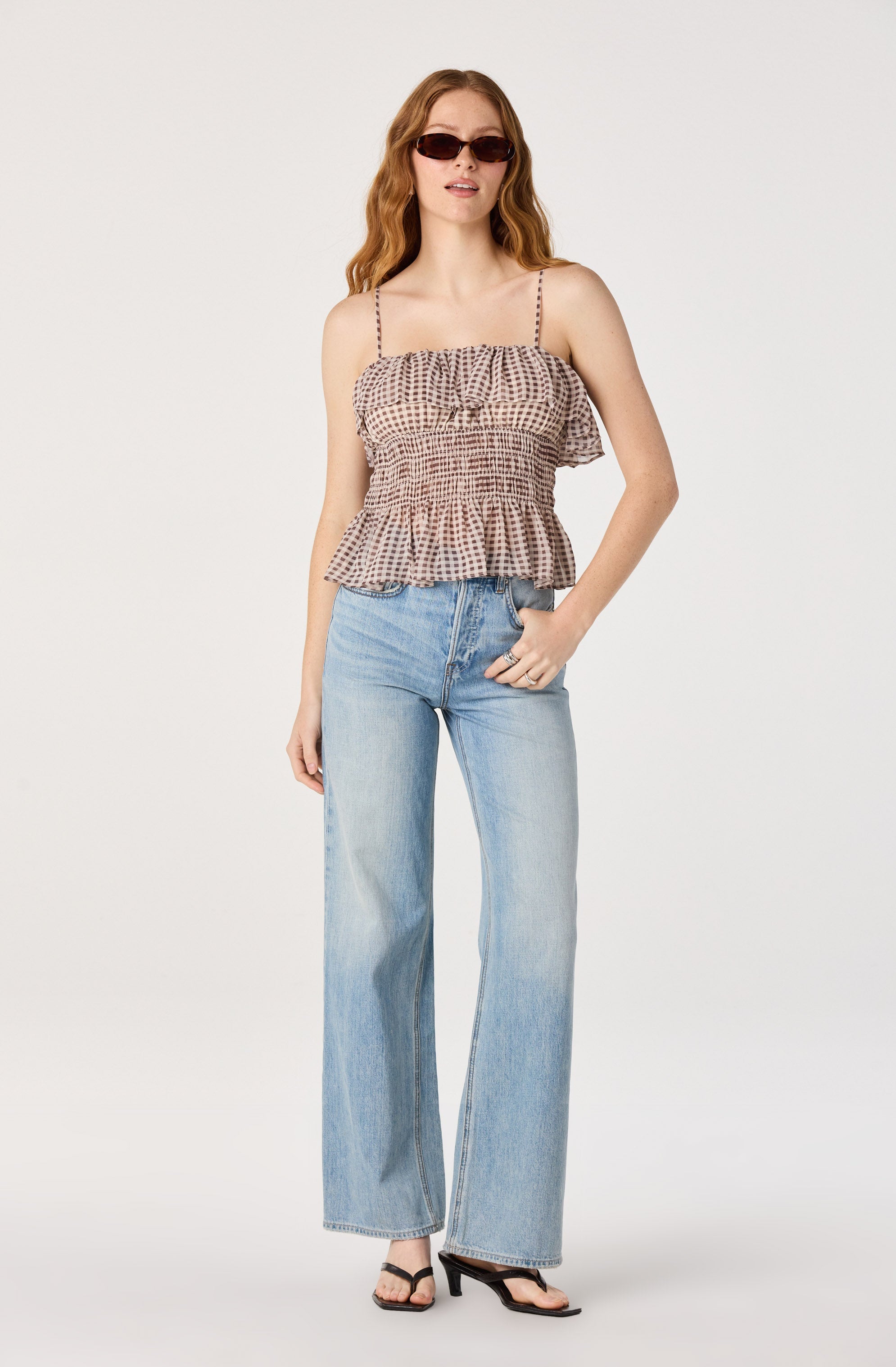 Carmelitha Smocked Ruffle Peplum Top