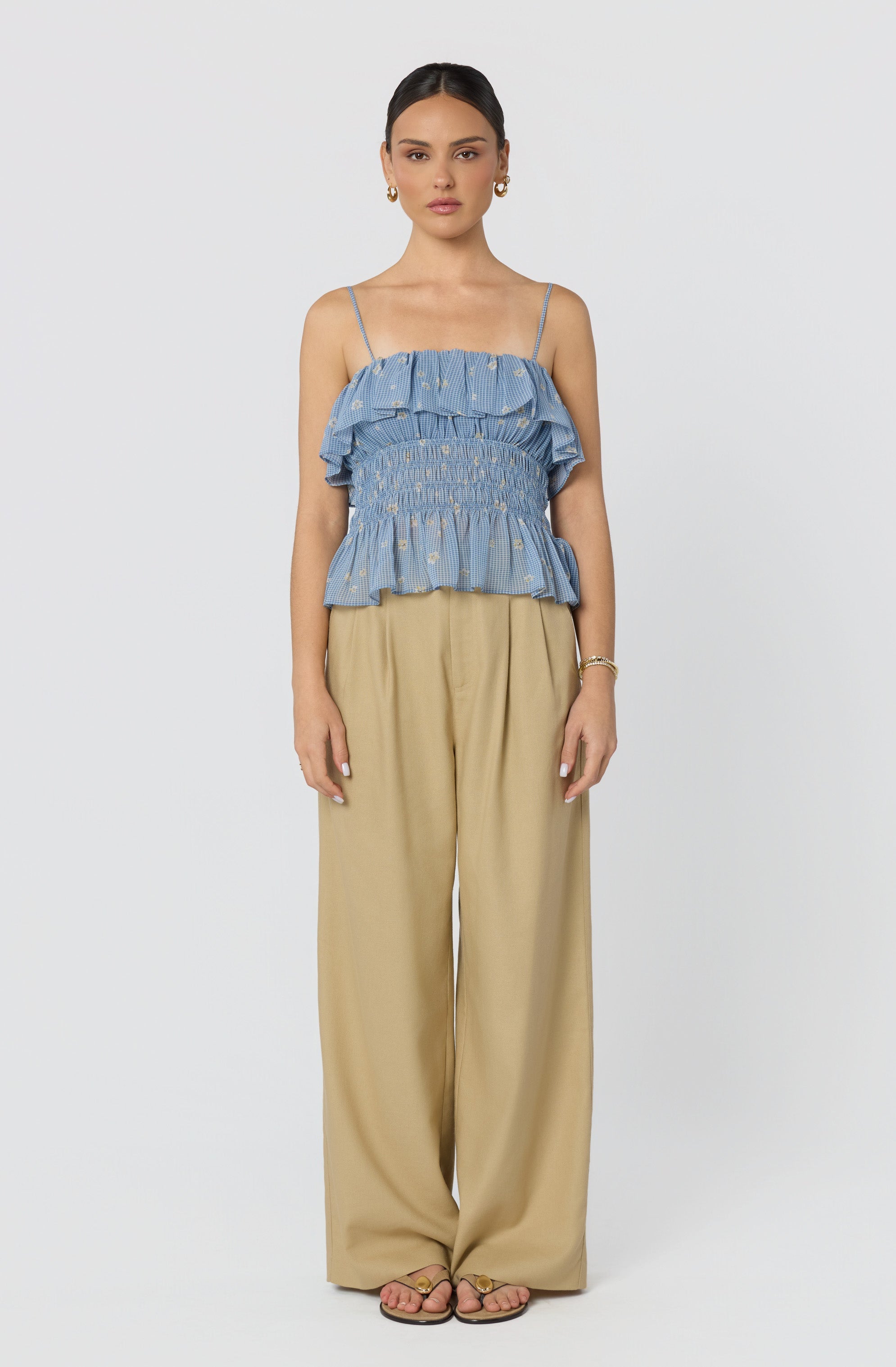 Carmelitha Smocked Ruffle Peplum Top
