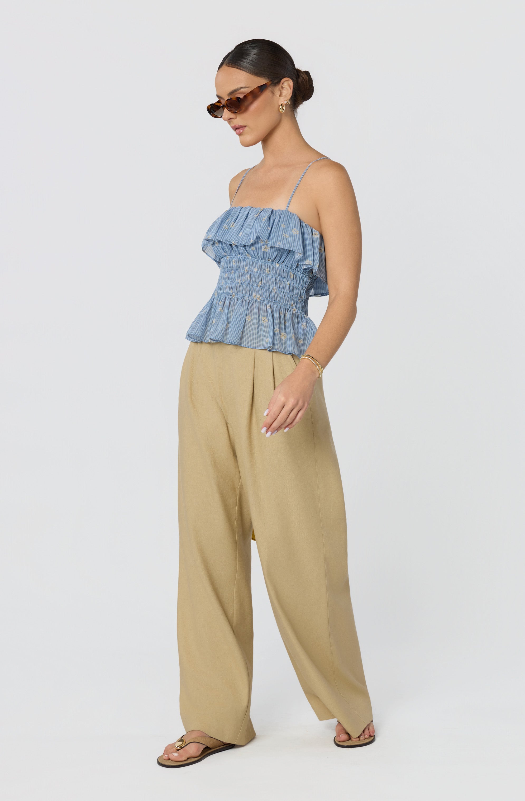 Carmelitha Smocked Ruffle Peplum Top