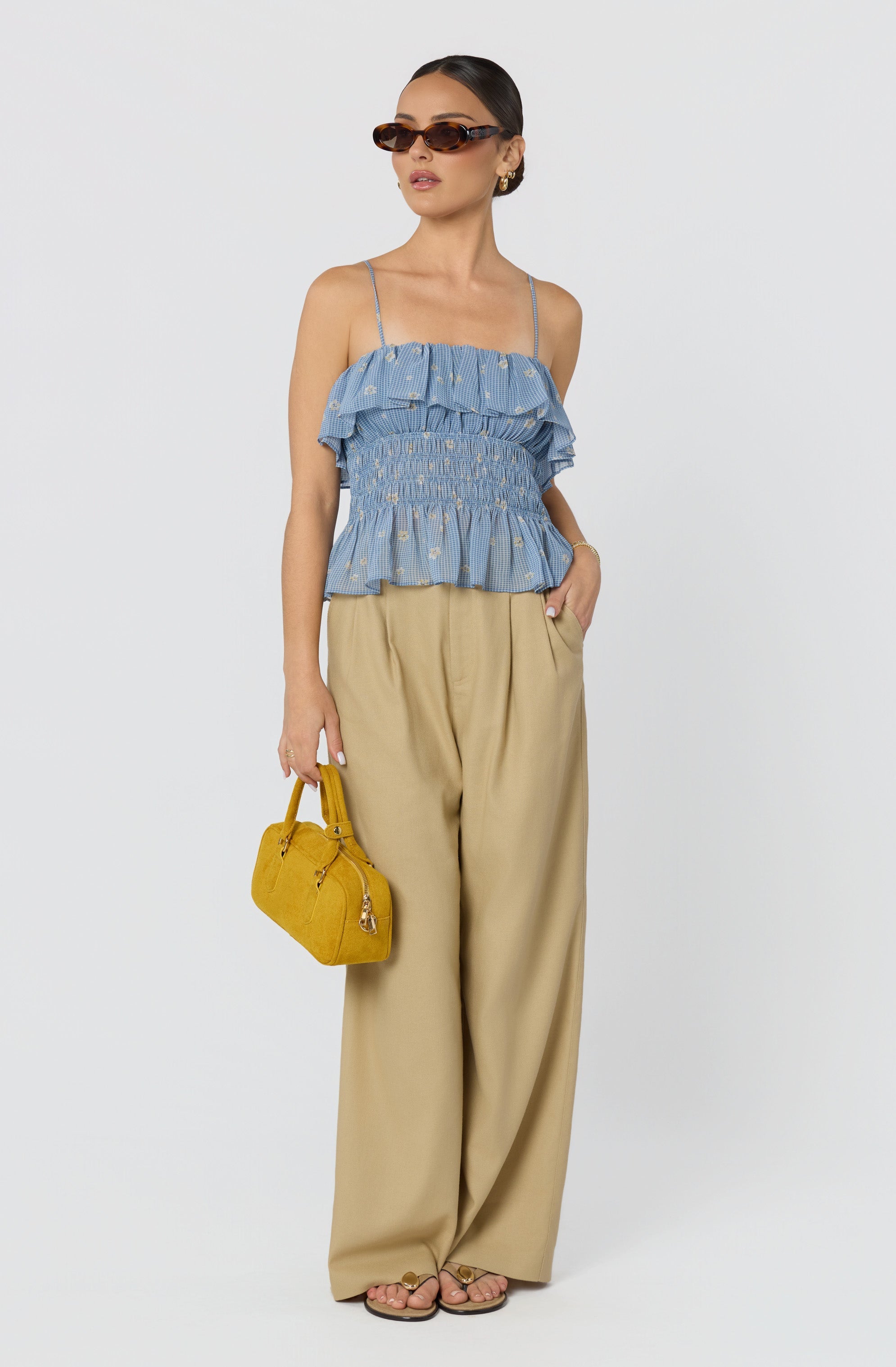 Carmelitha Smocked Ruffle Peplum Top