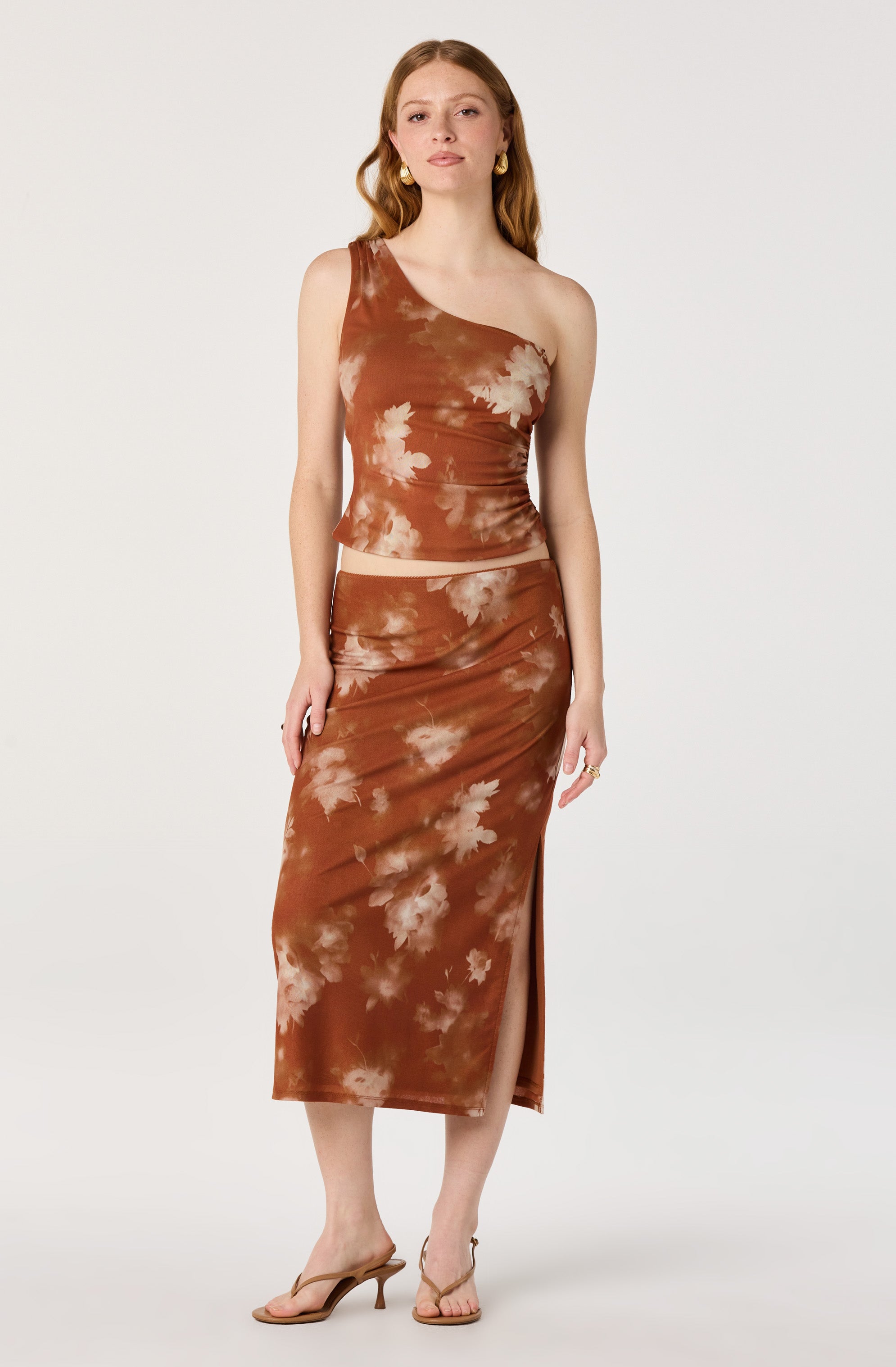 Adalee One-Shoulder Ruched Crop Top