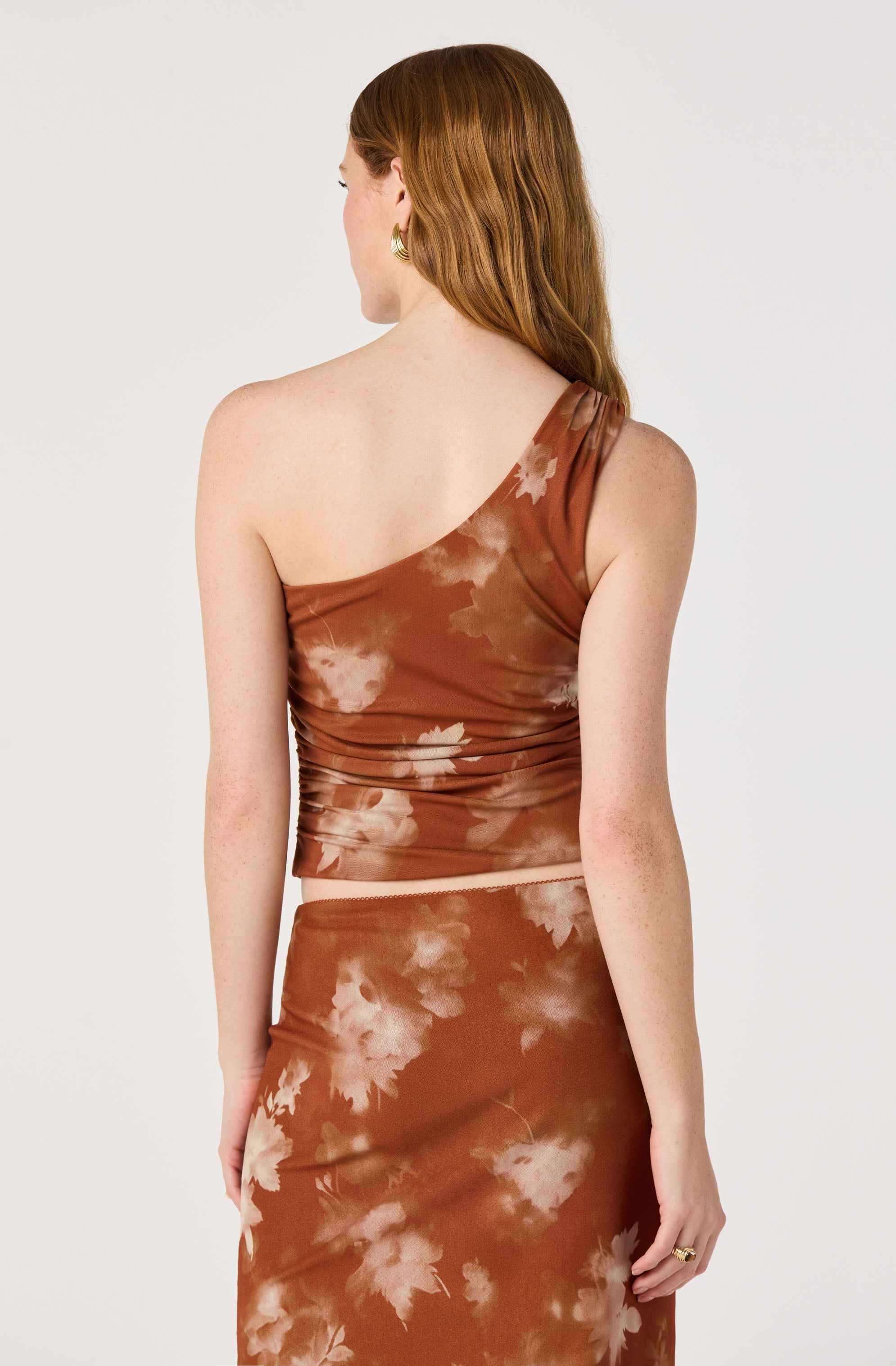 Adalee One-Shoulder Ruched Crop Top