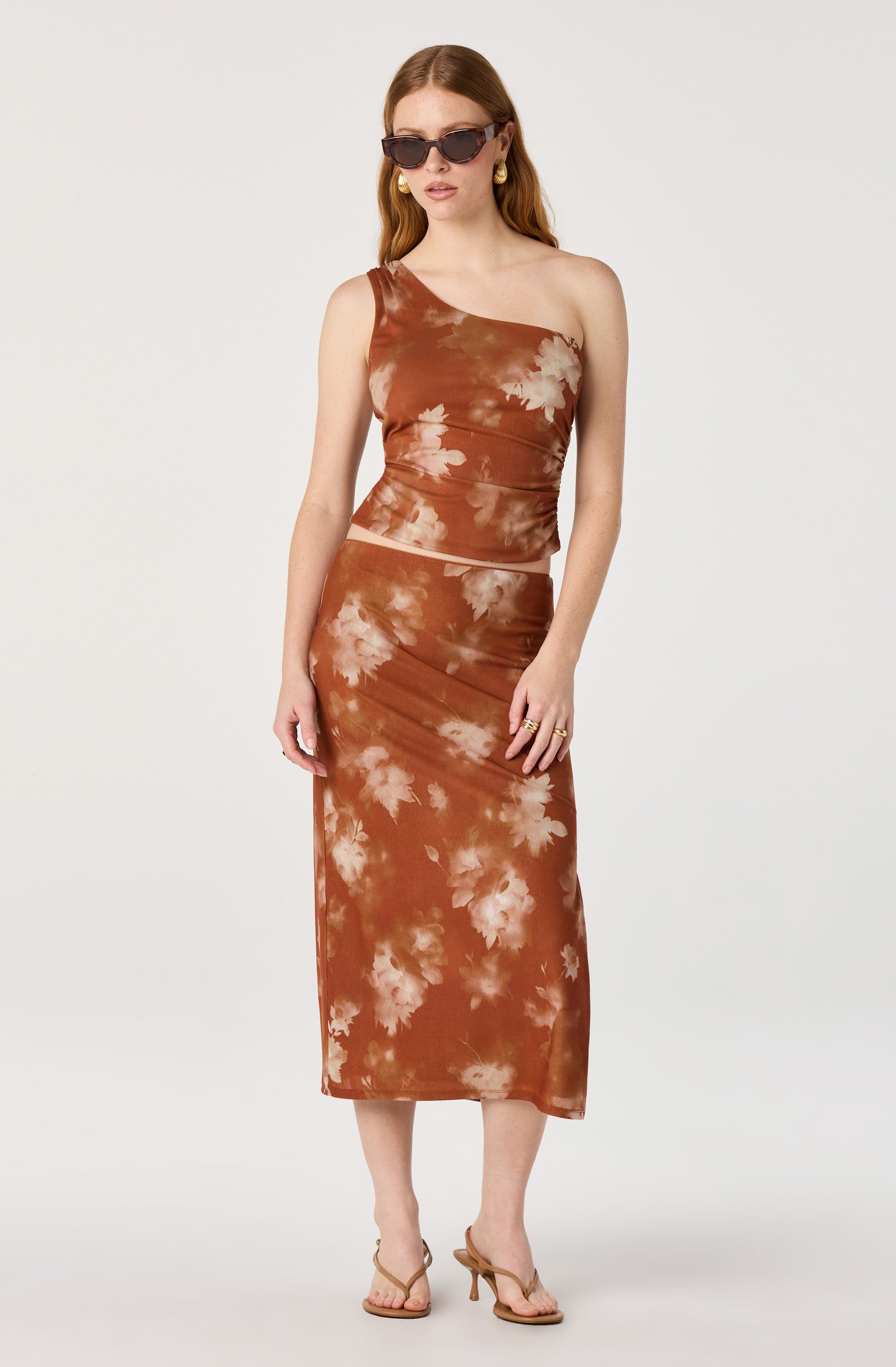 Adalee One-Shoulder Ruched Crop Top