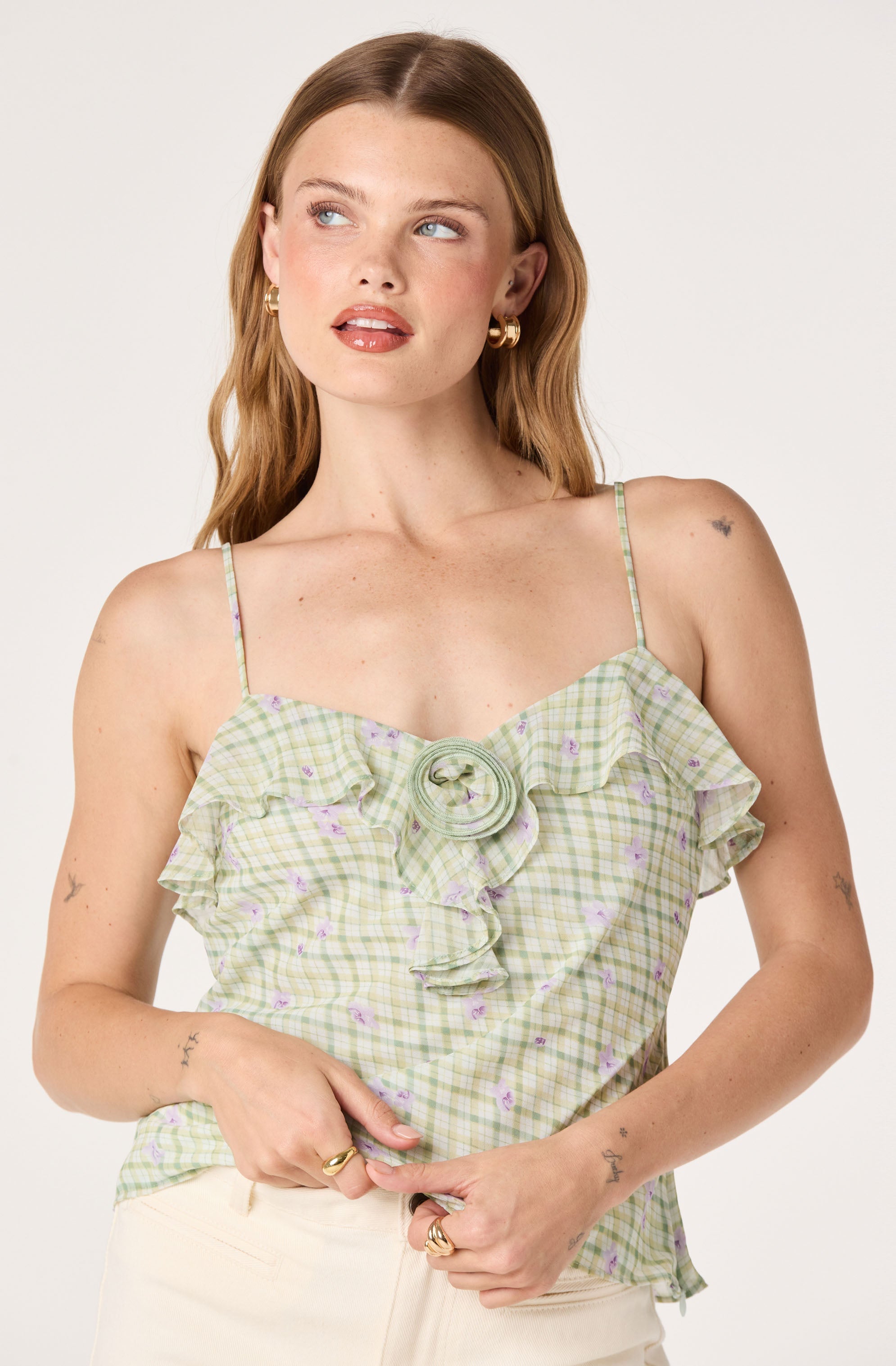 Gianna Rosette Ruffle Sweetheart Tank