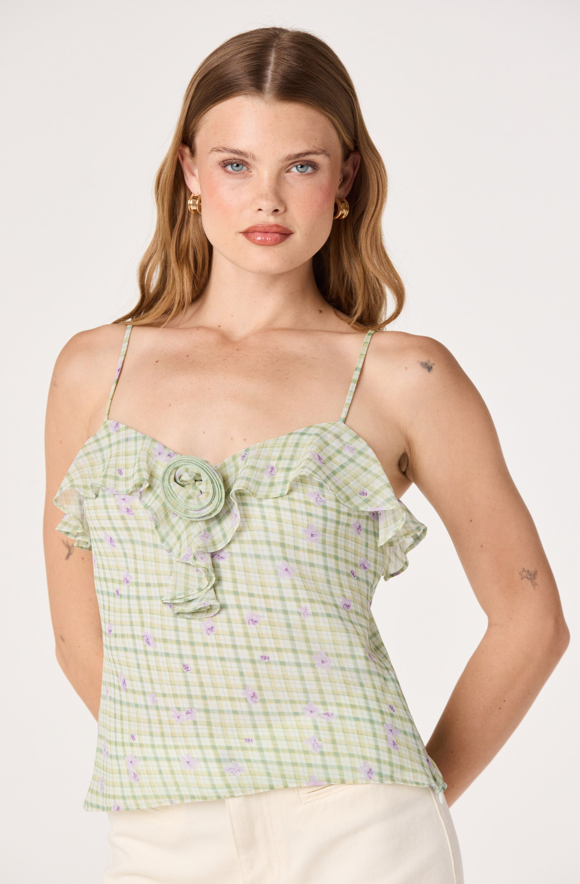 Gianna Rosette Ruffle Sweetheart Tank