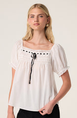 Carola Lace Trim Babydoll Top
