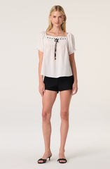 Carola Lace Trim Babydoll Top