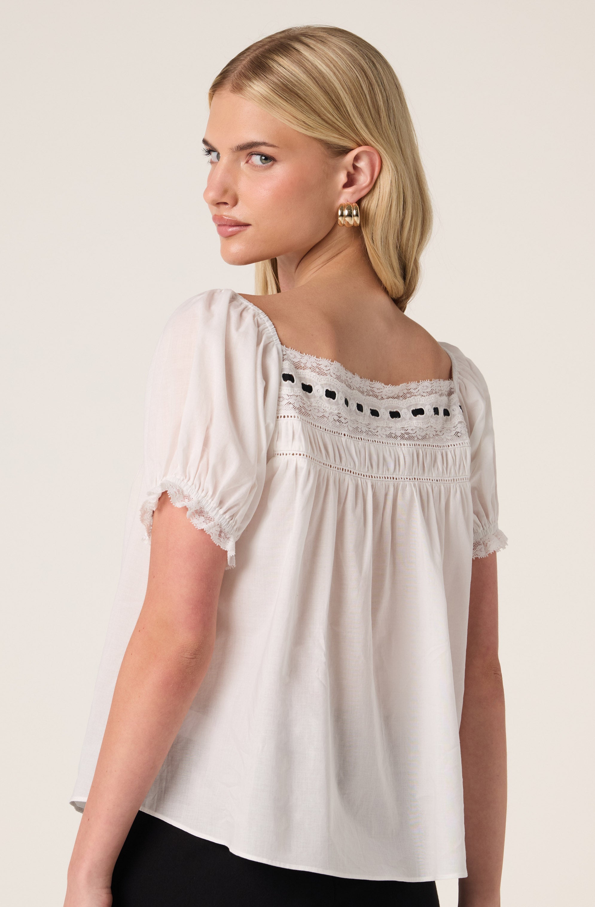 Carola Lace Trim Babydoll Top
