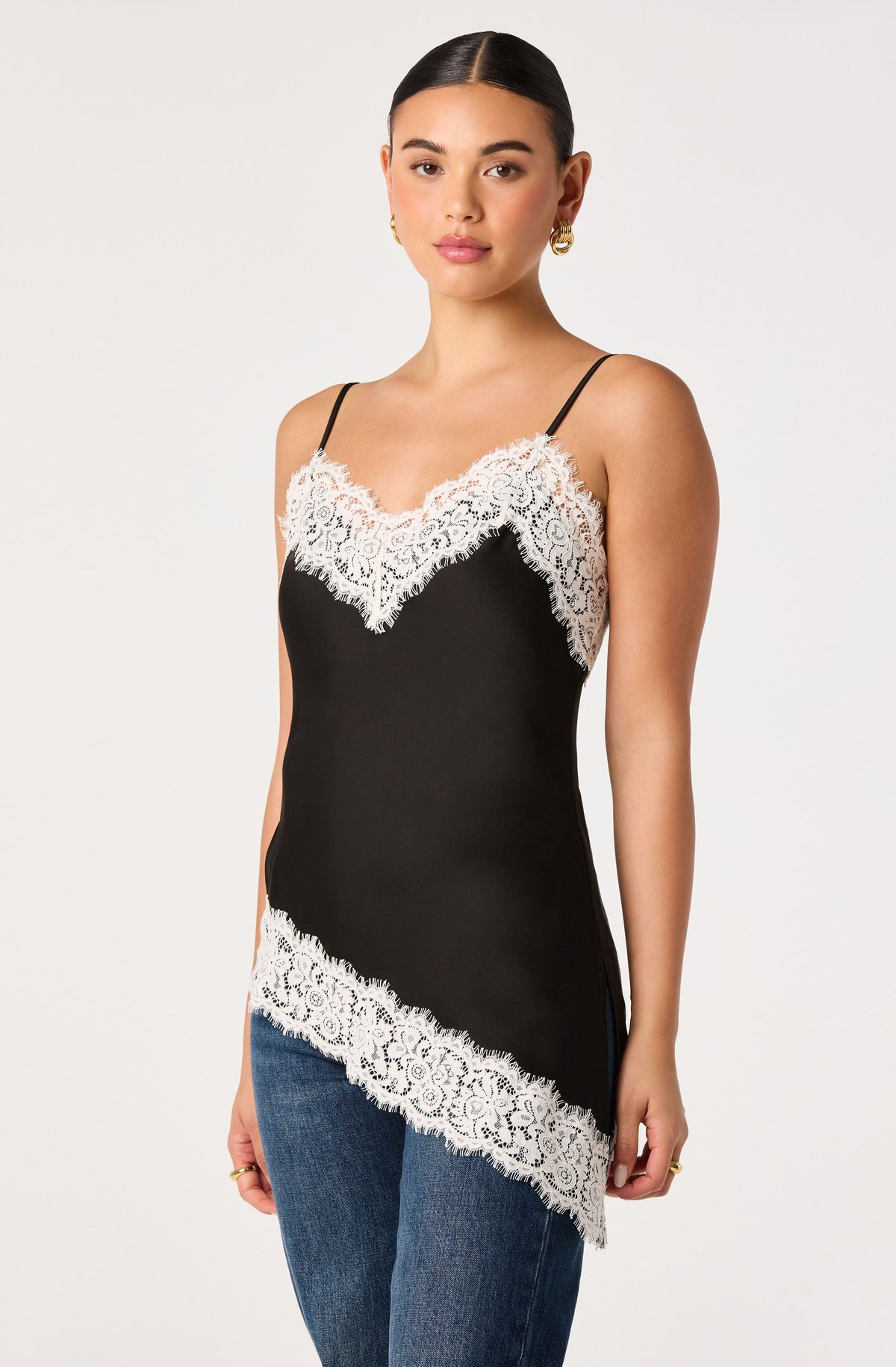Analise Lace Trim Asymmetric Tank