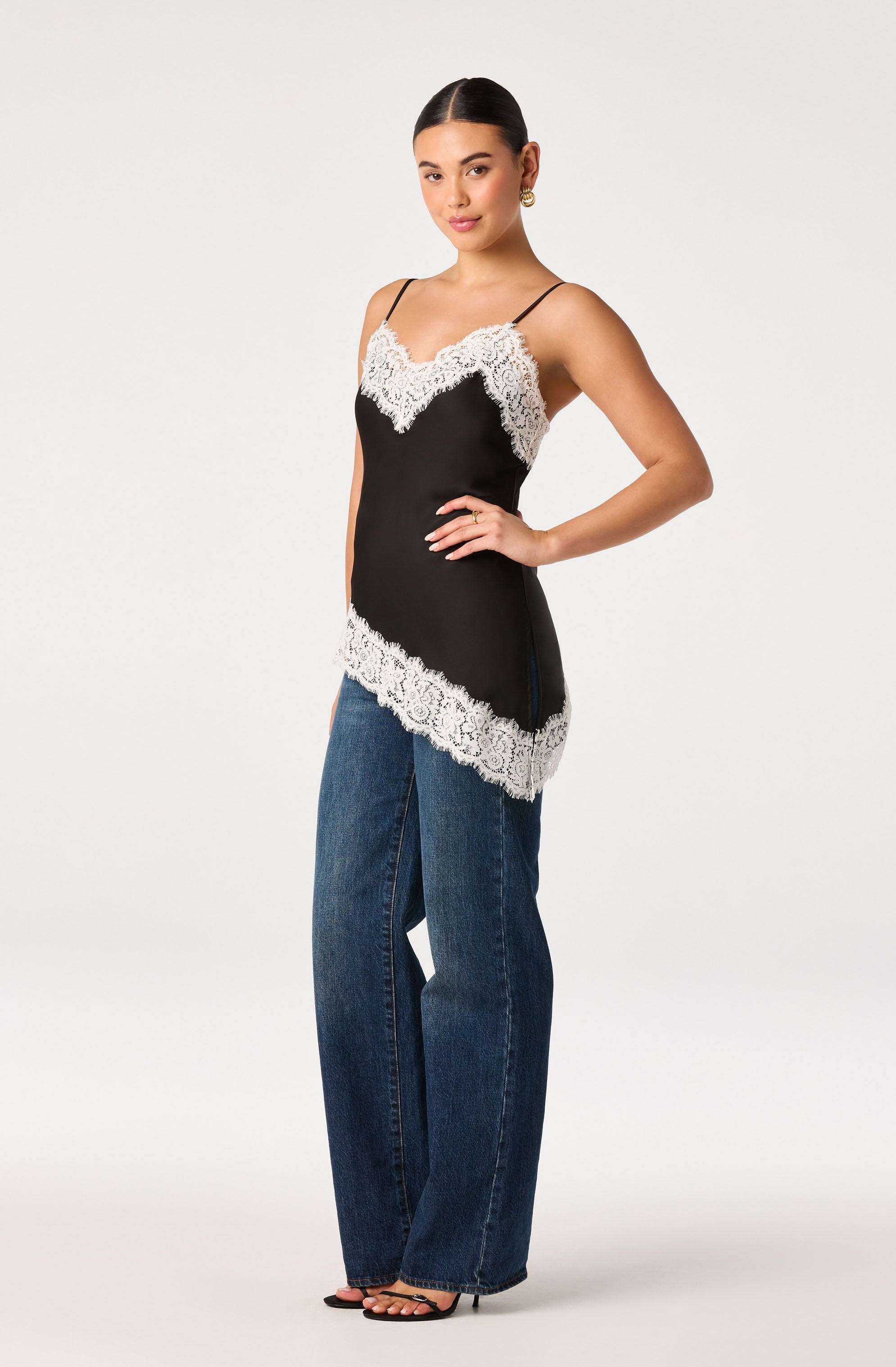 Analise Lace Trim Asymmetric Tank