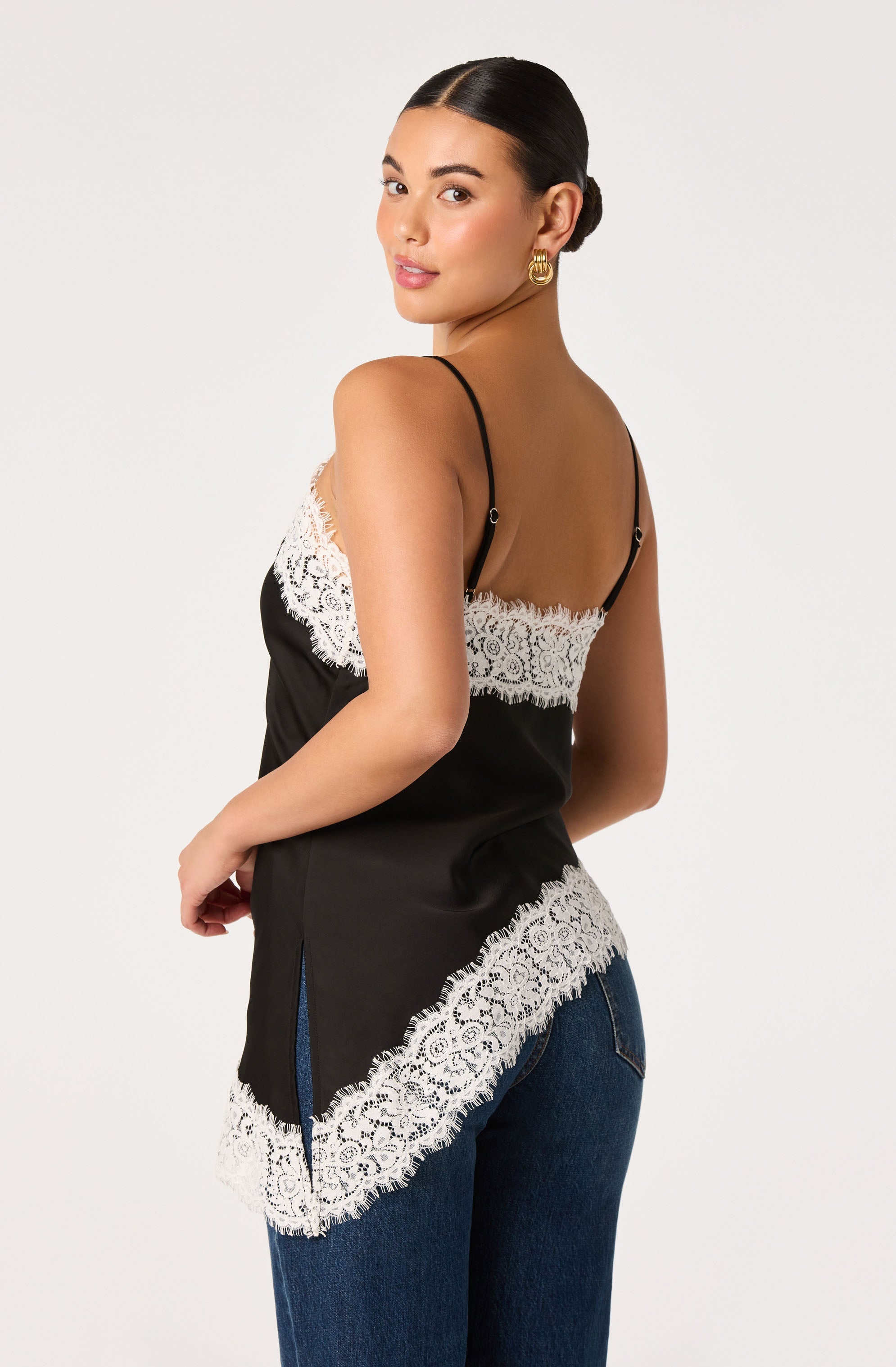 Analise Lace Trim Asymmetric Tank
