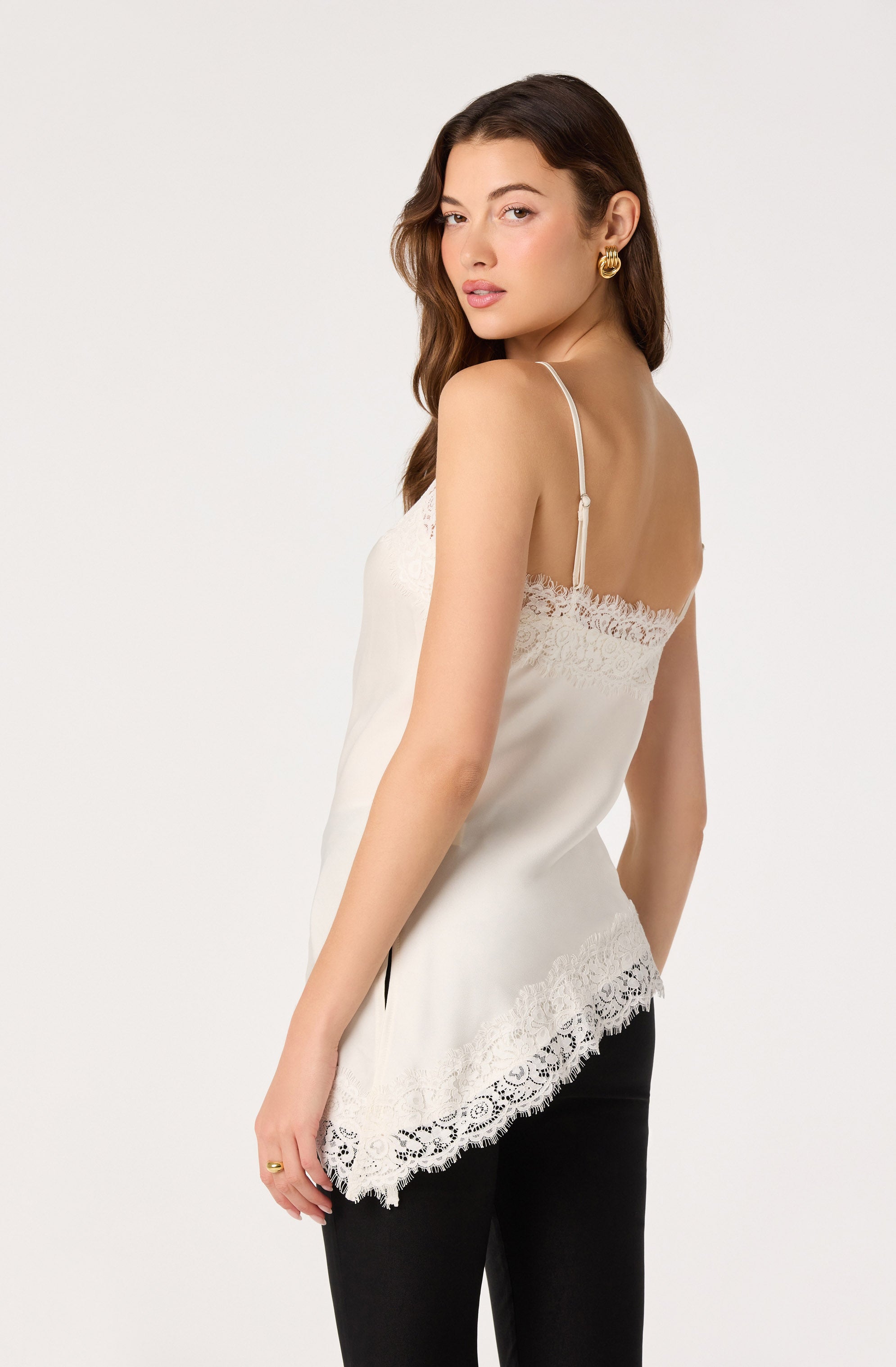 Analise Lace Trim Asymmetric Tank