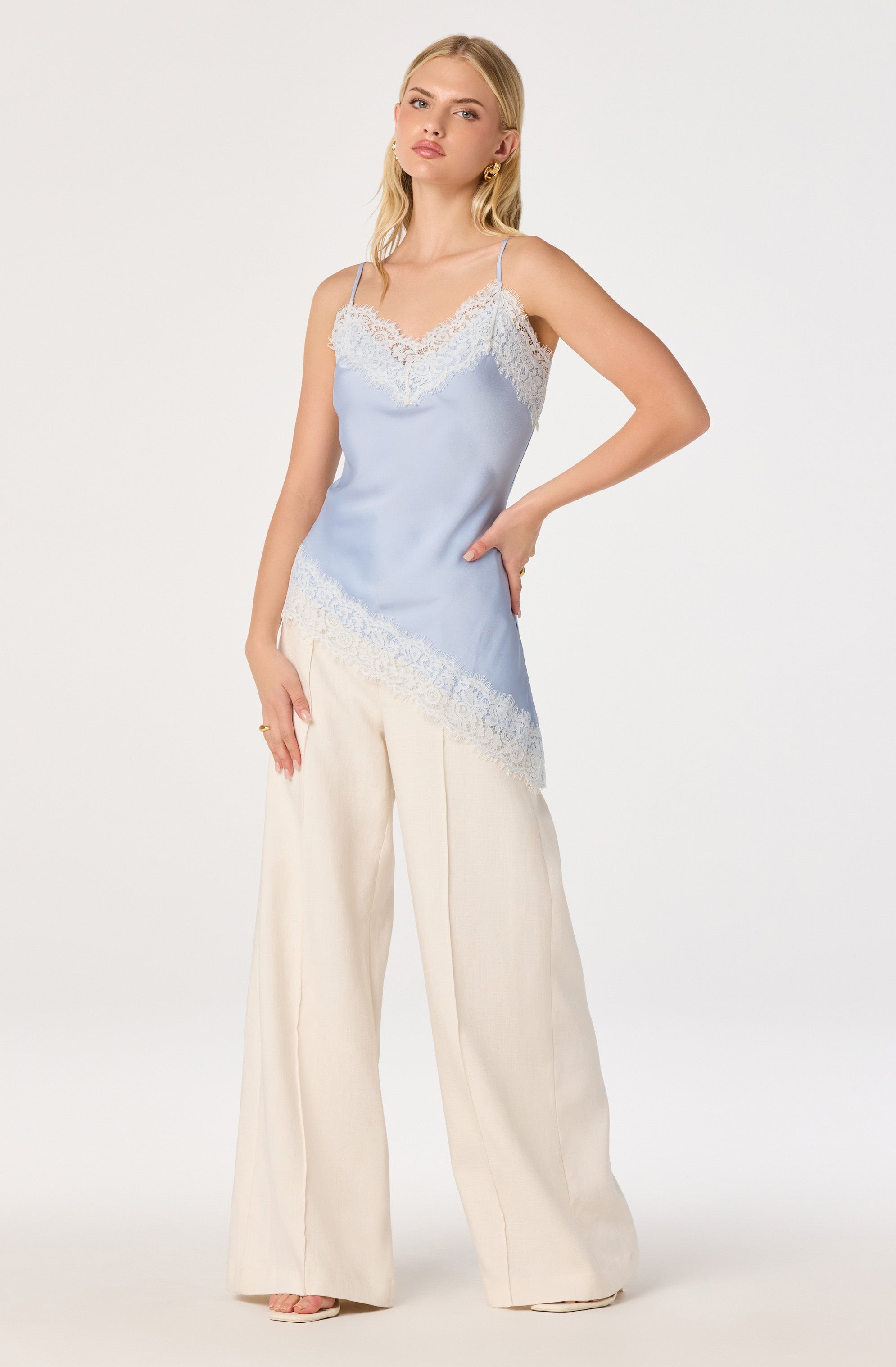Analise Lace Trim Asymmetric Tank