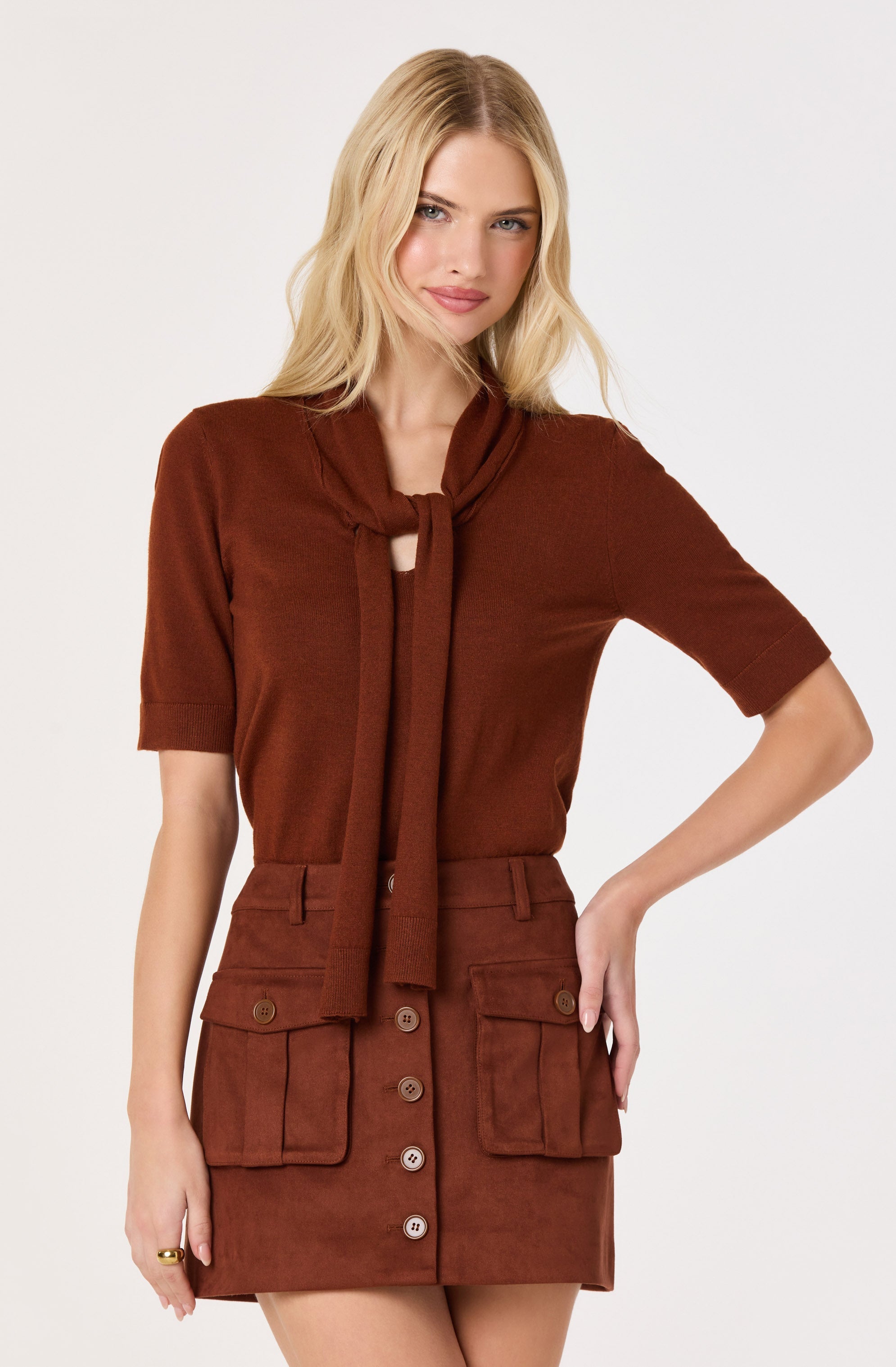 Agatha Scarf-Tie Knit Sweater
