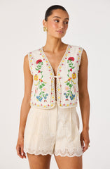 Amina Floral Embroidered Vest