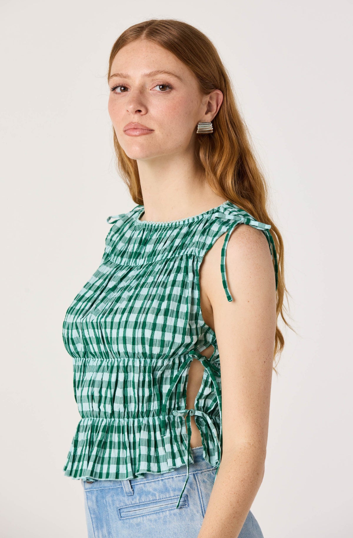 Bianca Gingham Smocked Tiered Top