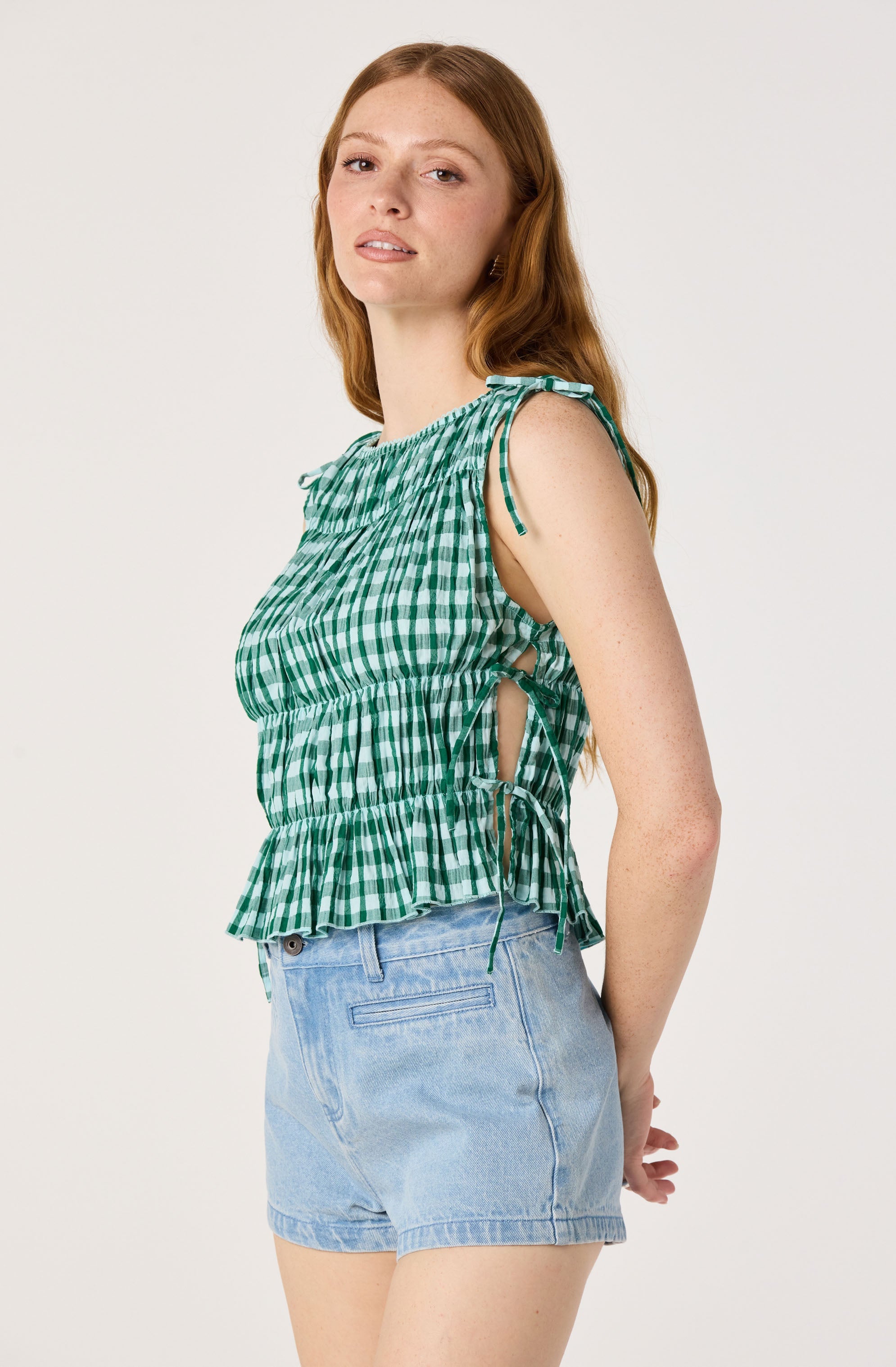 Bianca Gingham Smocked Tiered Top