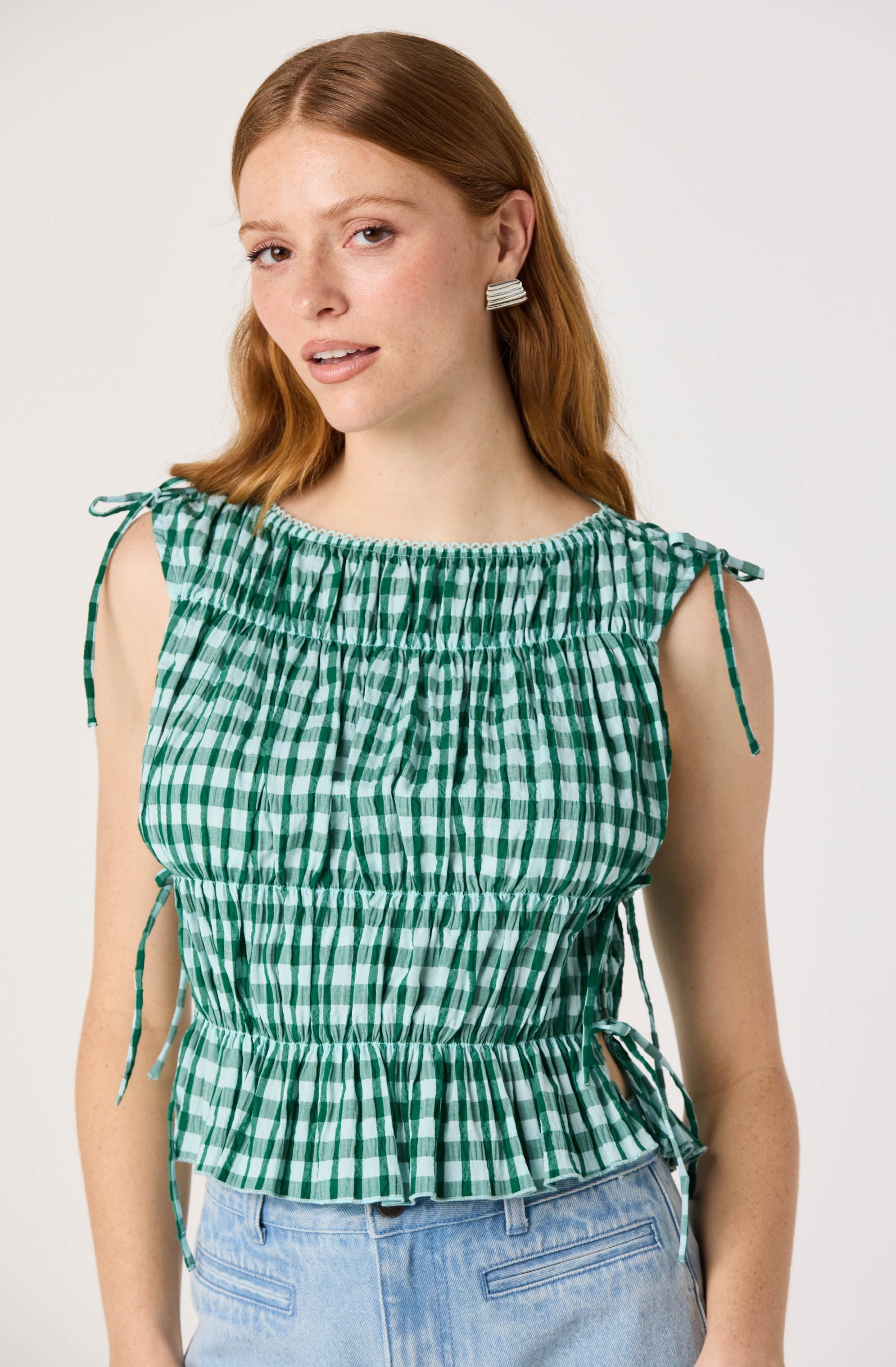 Bianca Gingham Smocked Tiered Top