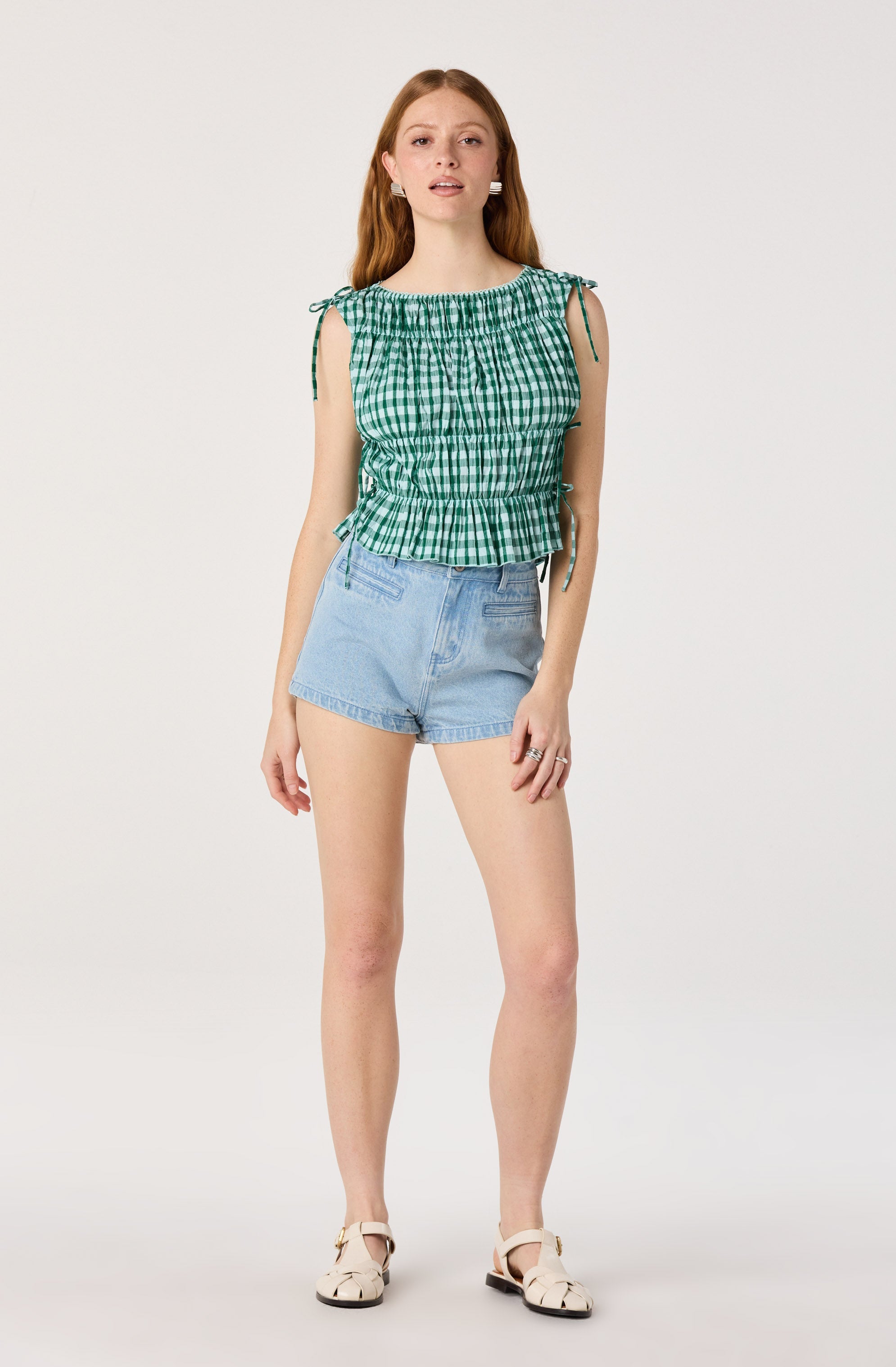 Bianca Gingham Smocked Tiered Top