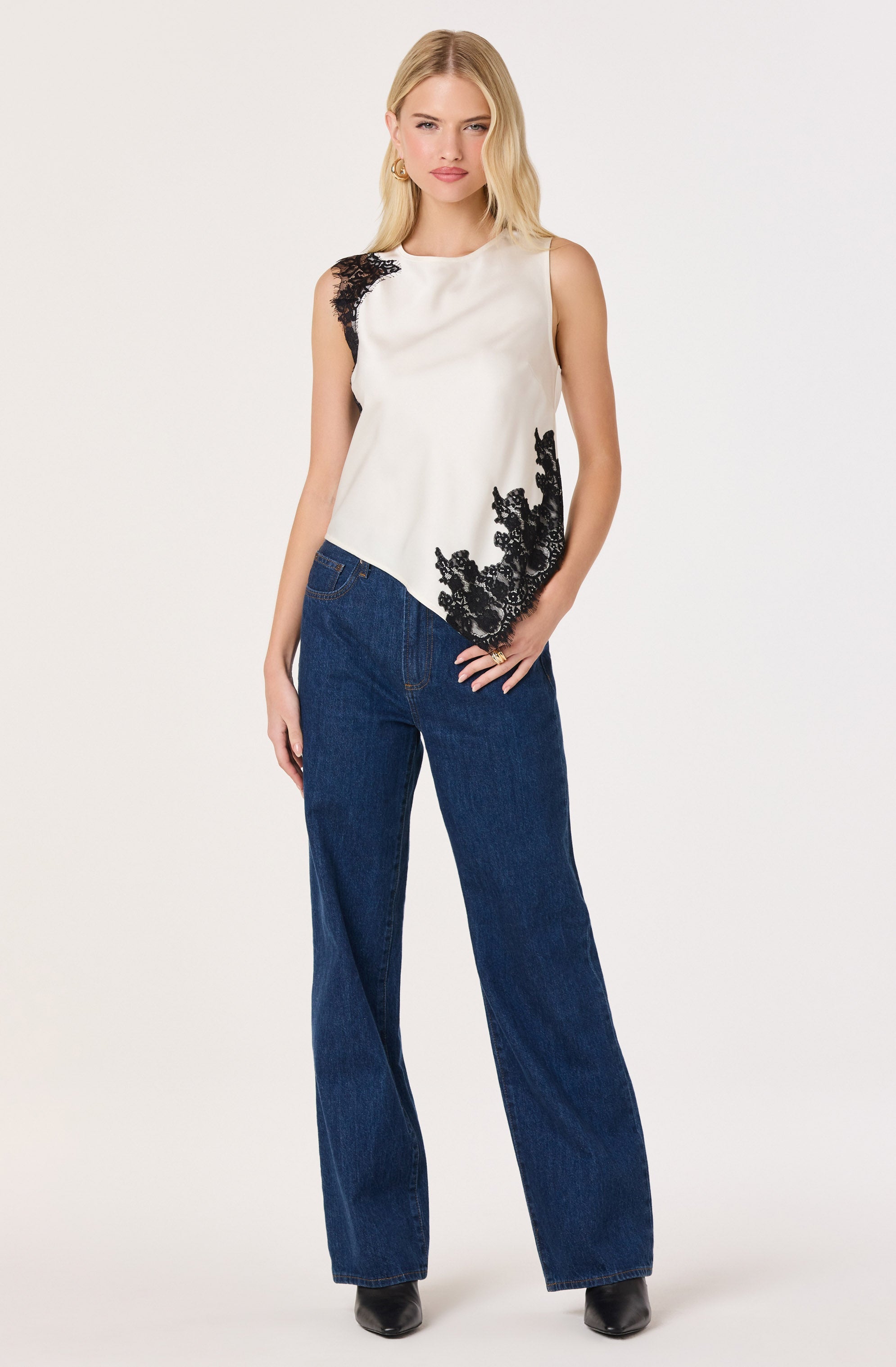 Beth Satin Asymmetric Top