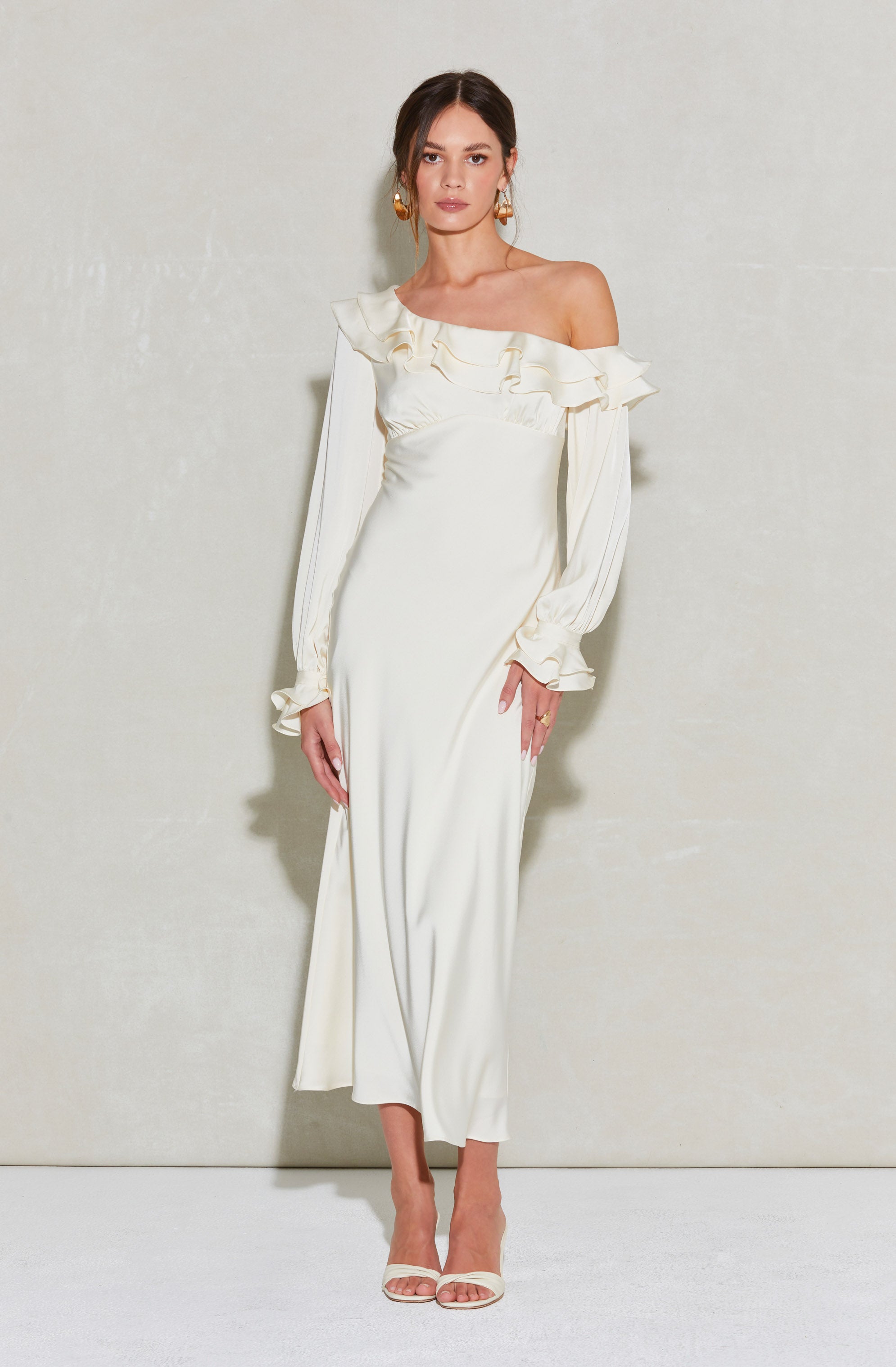 Coraline Off-Shoulder Satin Maxi Dress