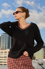 Jadyn Lace-Trim V-Neck Sweater